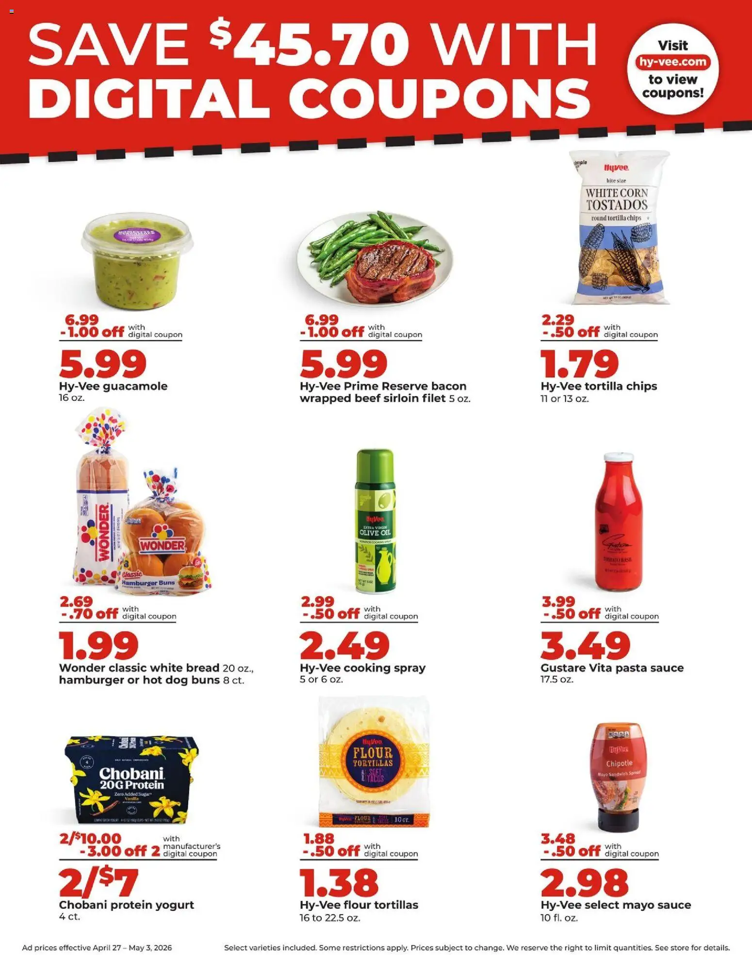 HyVee Weekly Ad - valid from 27.04.2026 | Page: 7 | Products: Bread, Beef, Pasta, Sauce