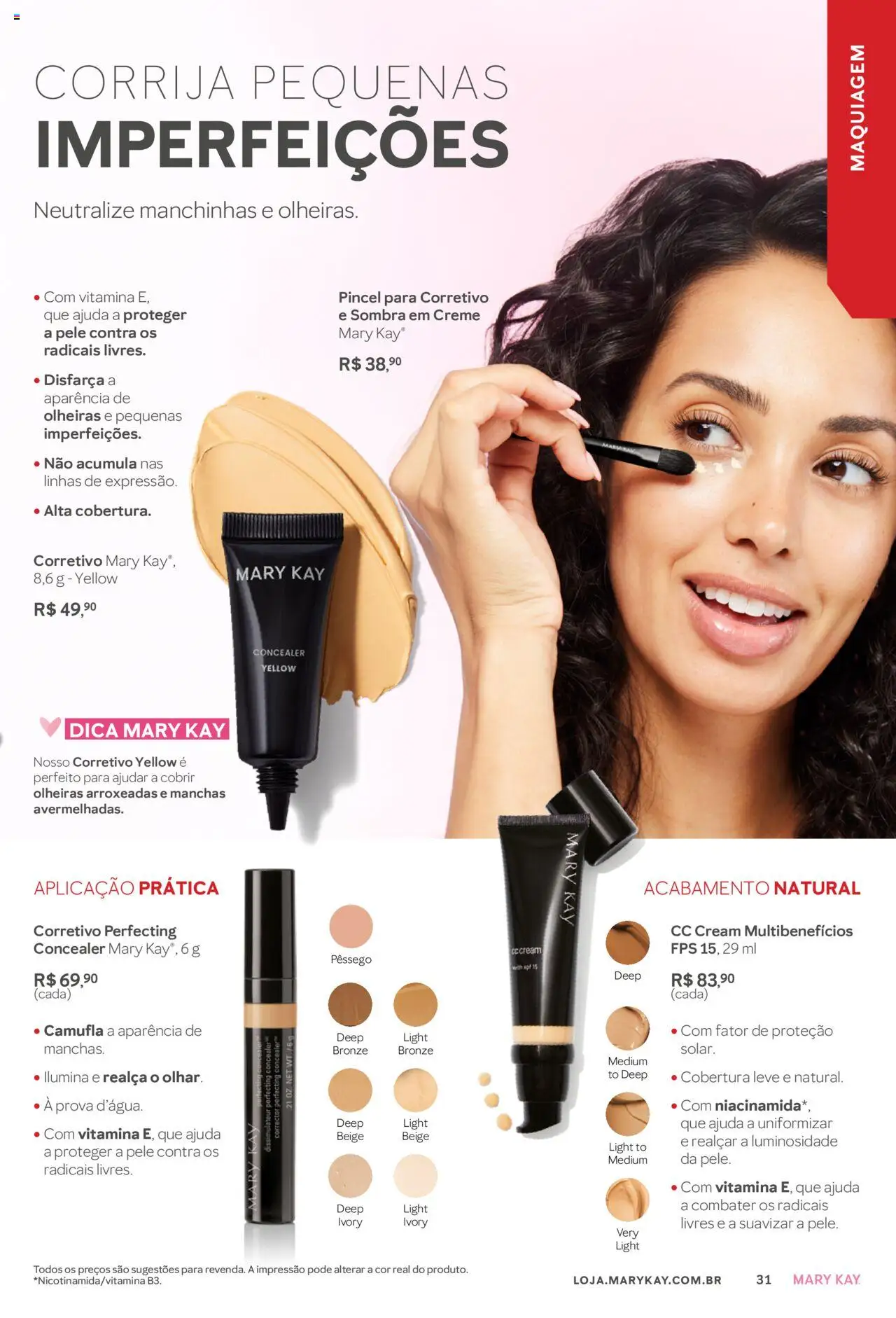 Mary Kay Folheto - válido de 01.07.2025 | Página: 31 | Produtos: Maquiagem, Corretivo, Pincel, Creme
