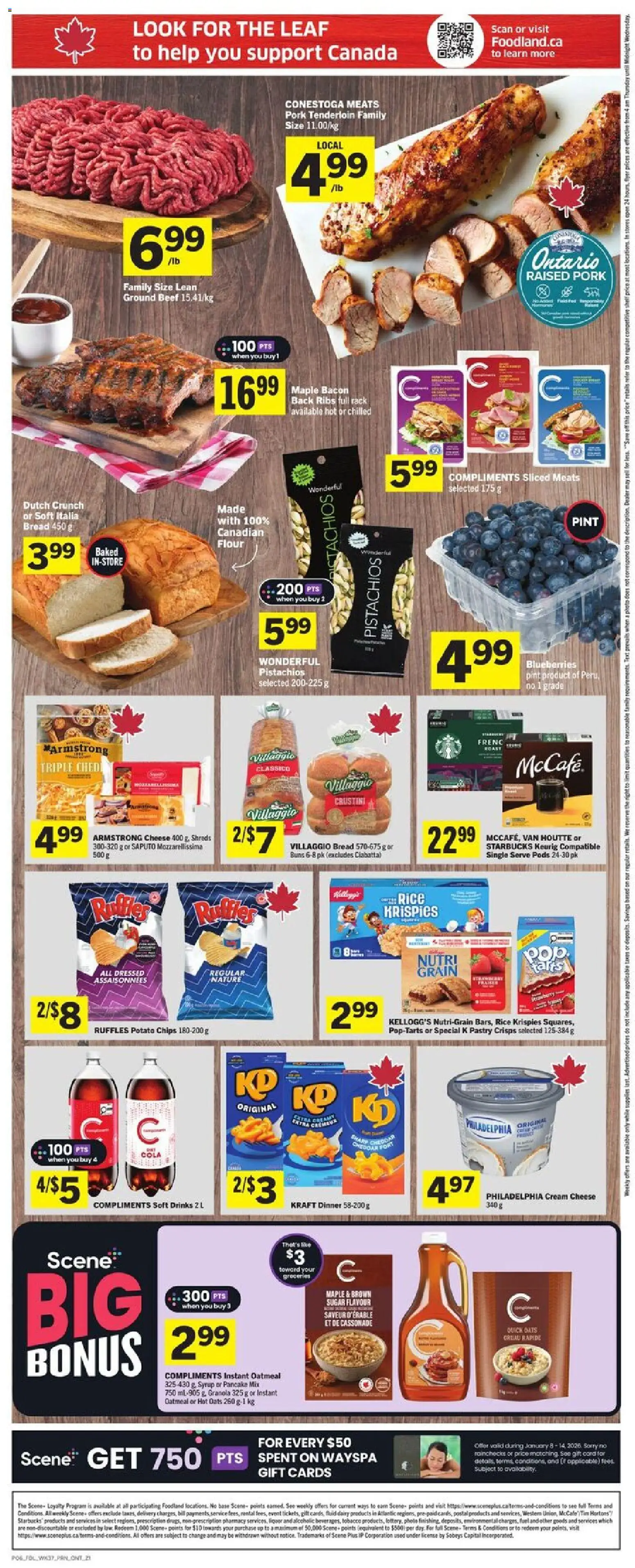 Foodland flyer valid from 08.01.2026 | Page: 2 | Products: Beef, Cream, Bread, Pork
