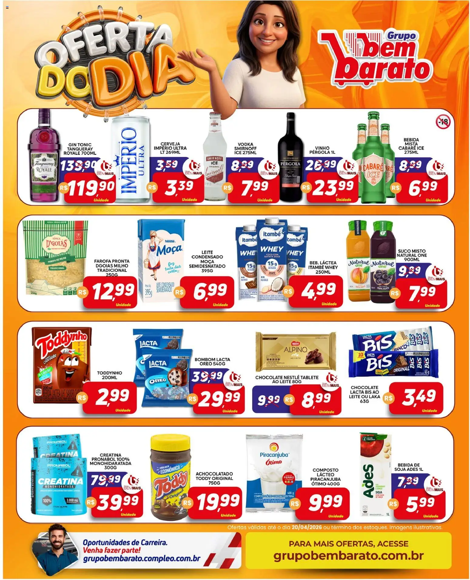 Supermercado Bem Barato Folheto - válido de 14.04.2026 | Página: 2 | Produtos: Creatina, Vinho, Cálcio, Bombom