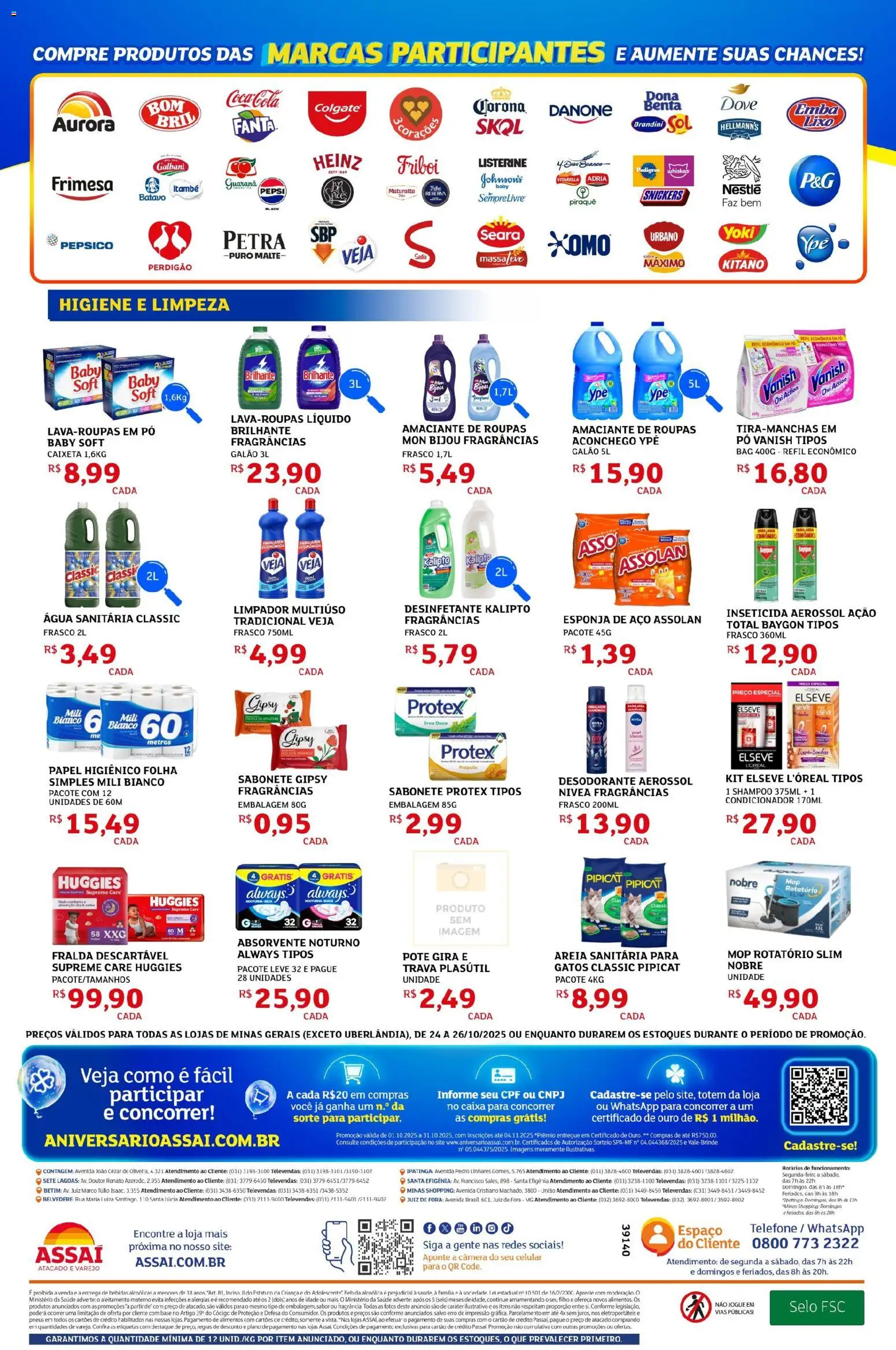 Assaí Atacadista Folheto - válido de 24.10.2025 | Página: 4 | Produtos: Areia, Esponja, Amaciante de roupas, Vanish