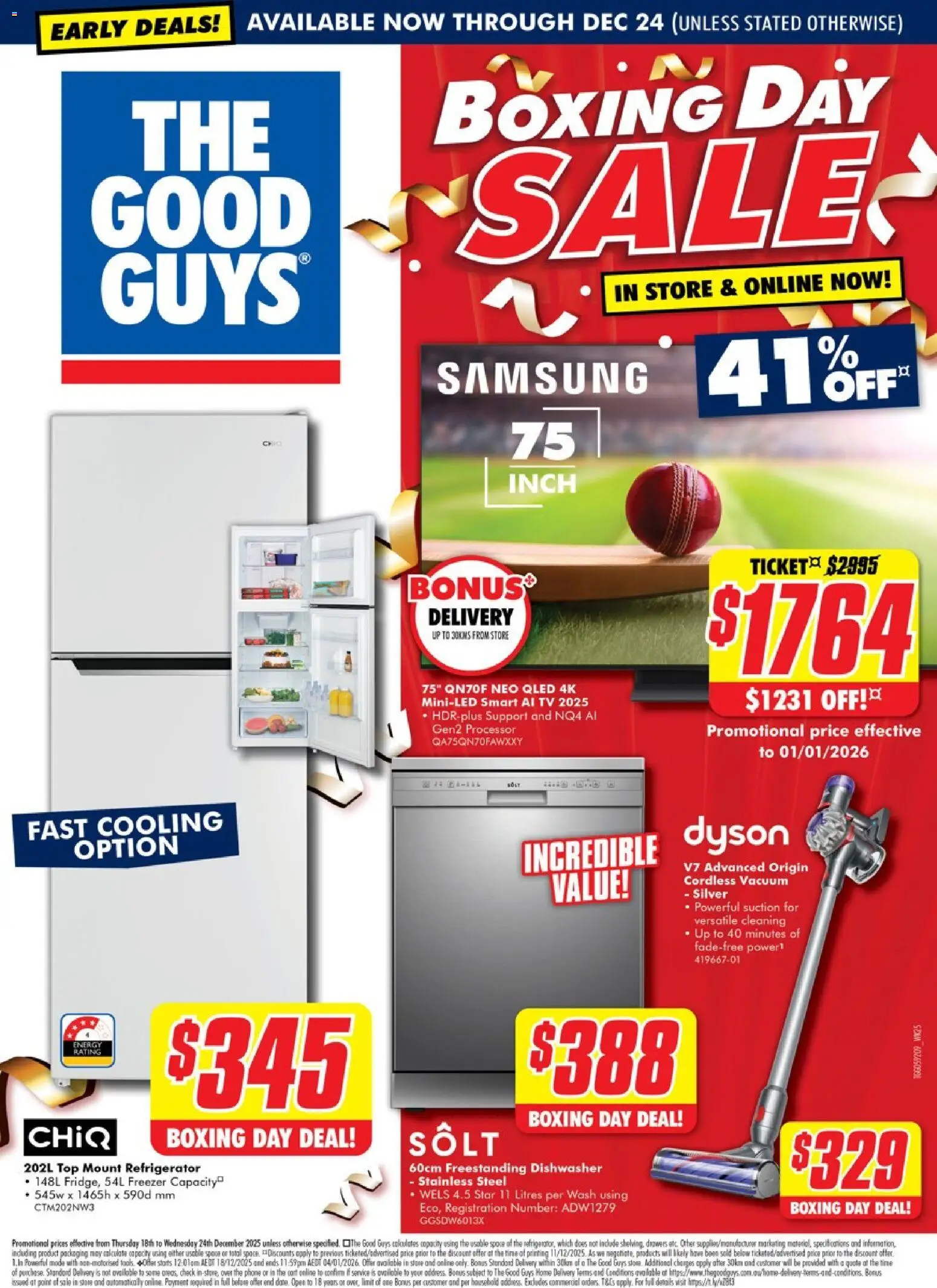 The Good Guys catalogue - valid from 17.12.2025 | Page: 1 | Products: Household, Tv, Refrigerator, Dishwasher