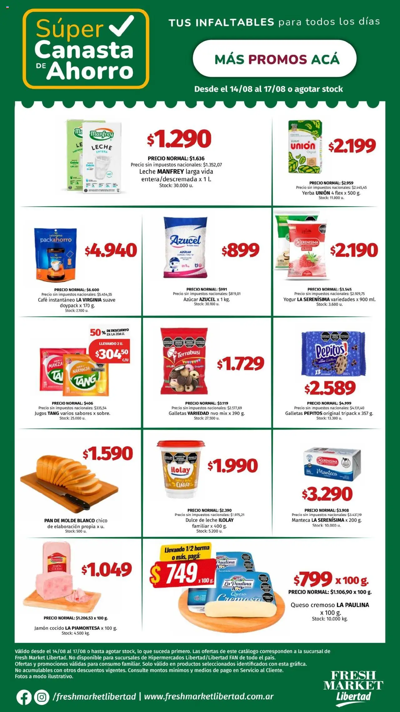 Hipermercado Libertad - Canasta - DOT │ válido desde el 14.08.2025 | Página: 3 | Productos: Yerba, Dulce de leche, Manteca, Yogur