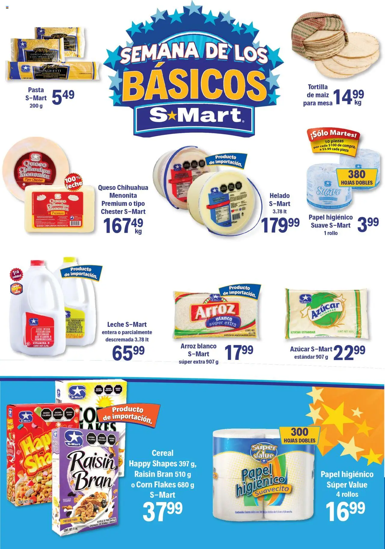 Nuevas ofertas de S-Mart válidas en toda la República Mexicana desde el 16.09.2025. ¡Encuentra las mejores ofertas en S-Mart - Folleto - Juarez! | Página: 5 | Productos: Pollo, Pasta, Helado, Papel higiénico