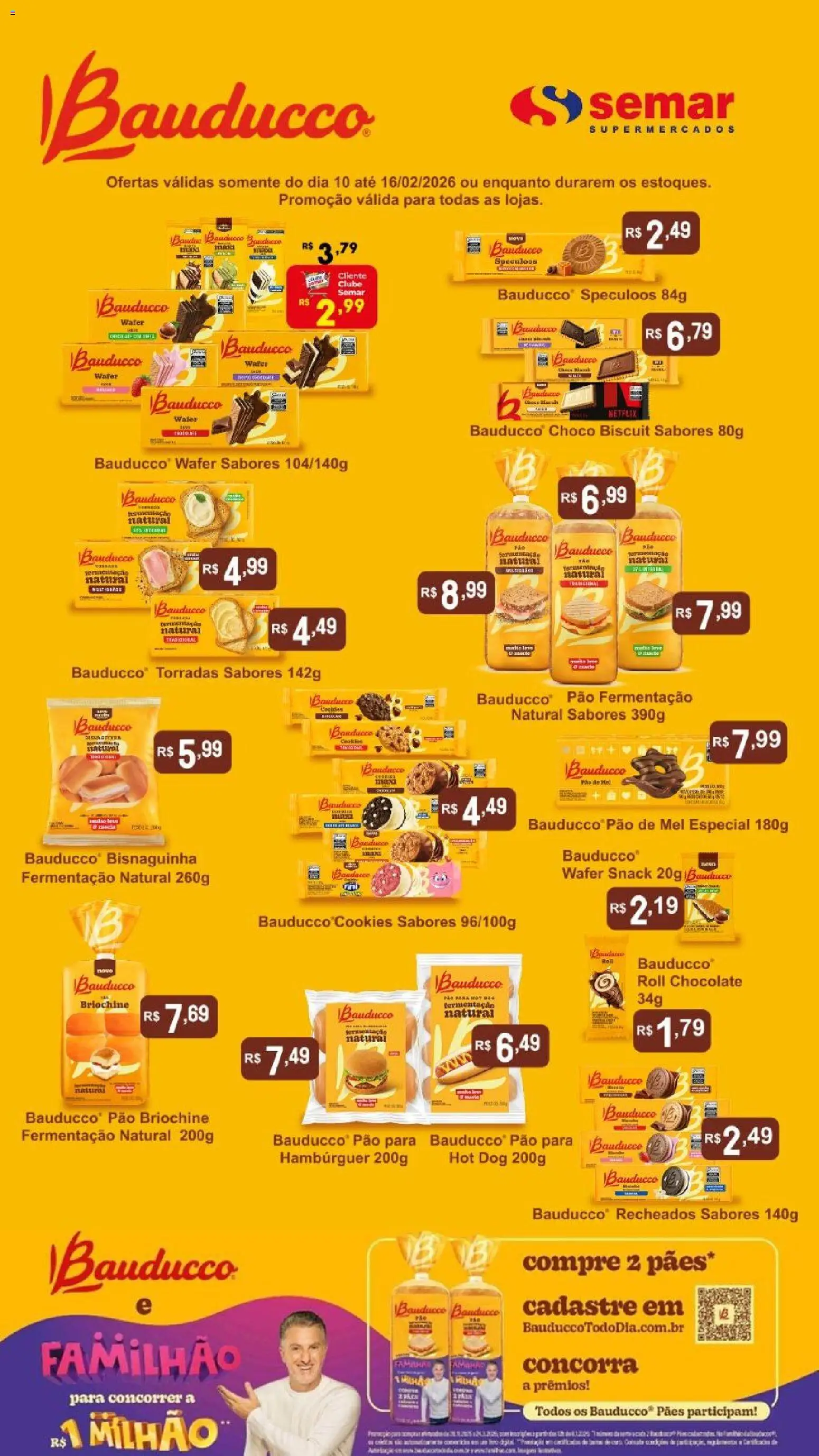 Semar Supermercado Folheto - válido de 10.02.2026 | Página: 1 | Produtos: Pão, Chocolate, Mel, Hambúrguer