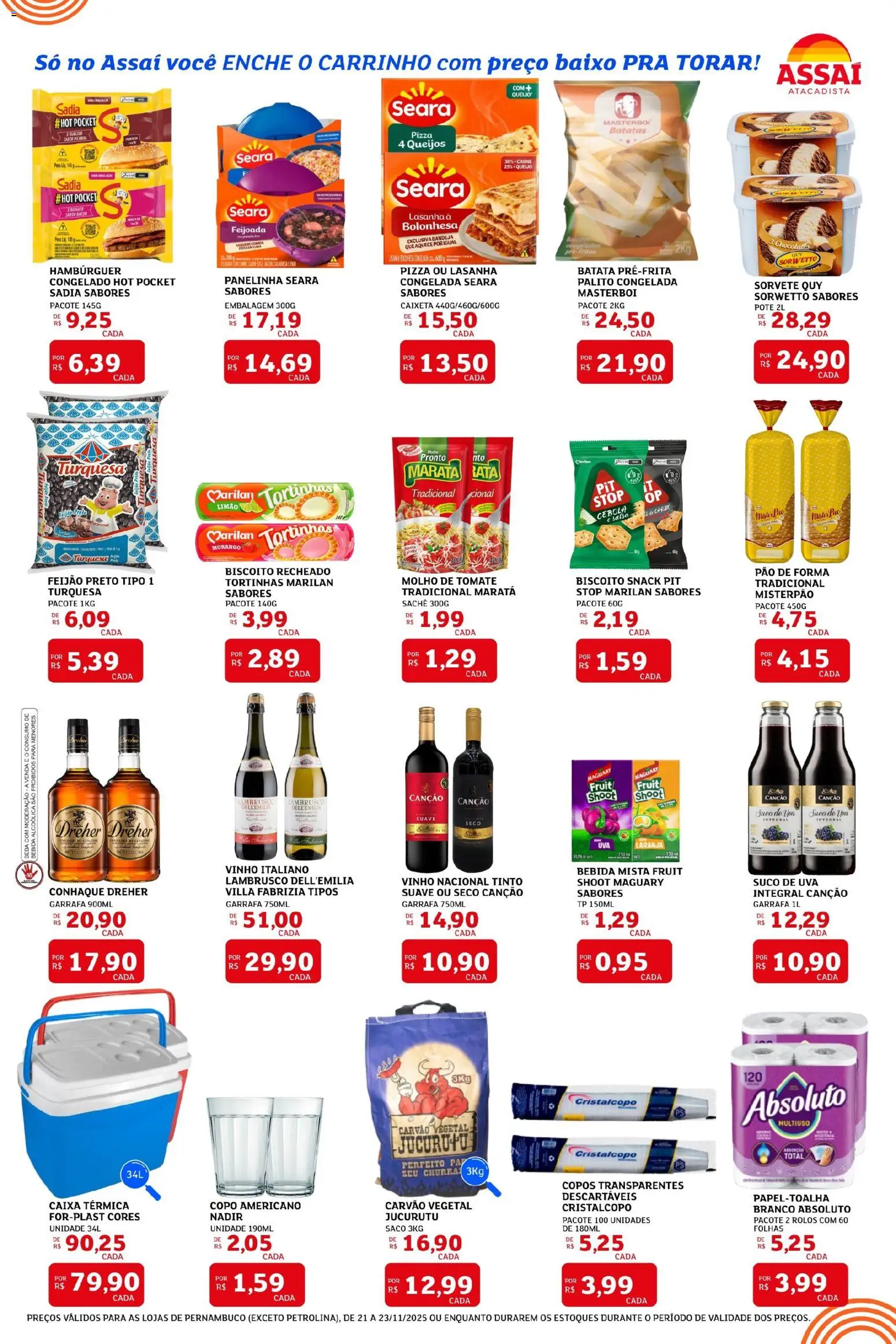 Assaí Atacadista Folheto - válido de 21.11.2025 | Página: 2 | Produtos: Queijo, Pizza, Sorvete, Biscoito recheado