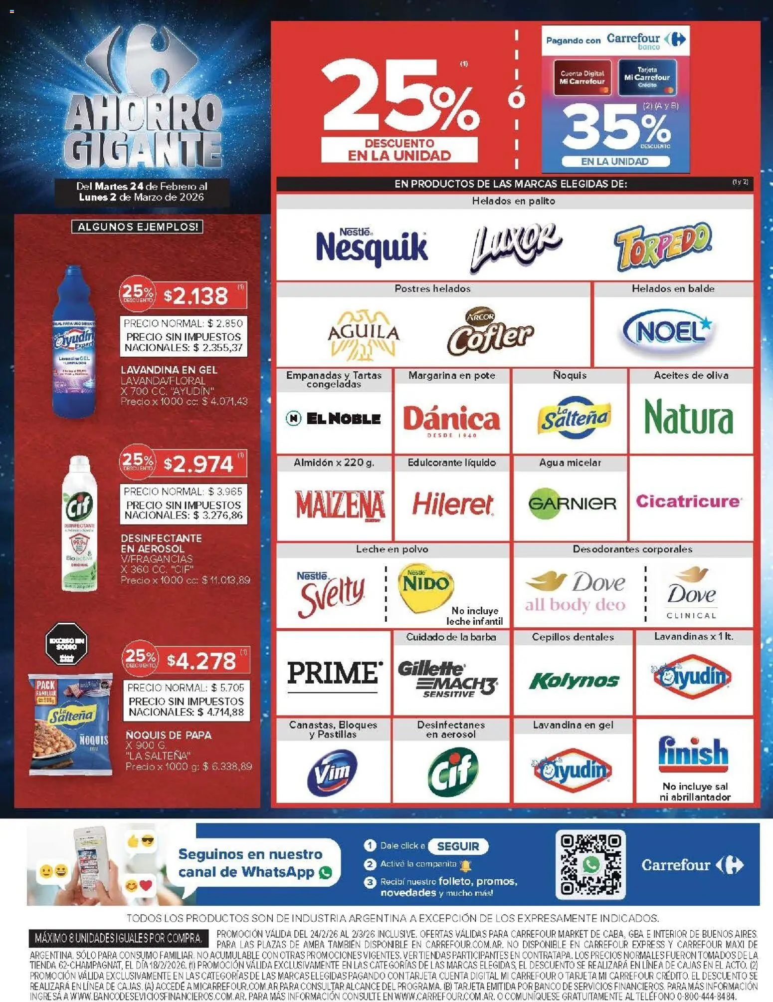 Carrefour ofertas │ válido desde el 24.02.2026 | Página: 45 | Productos: Abrillantador, Gin, Sal, Limpiador