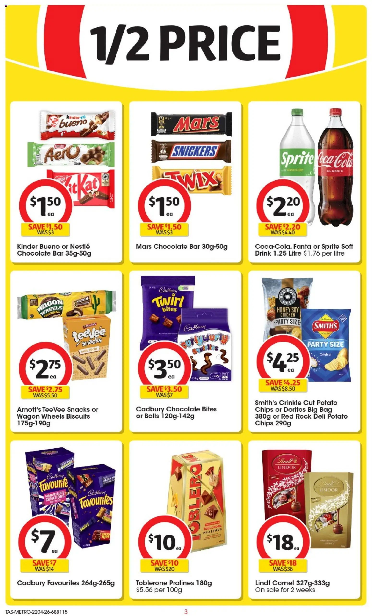 Coles catalogue - valid from 22.04.2026 | Page: 3 | Products: Honey, Chips, Biscuits, Bag