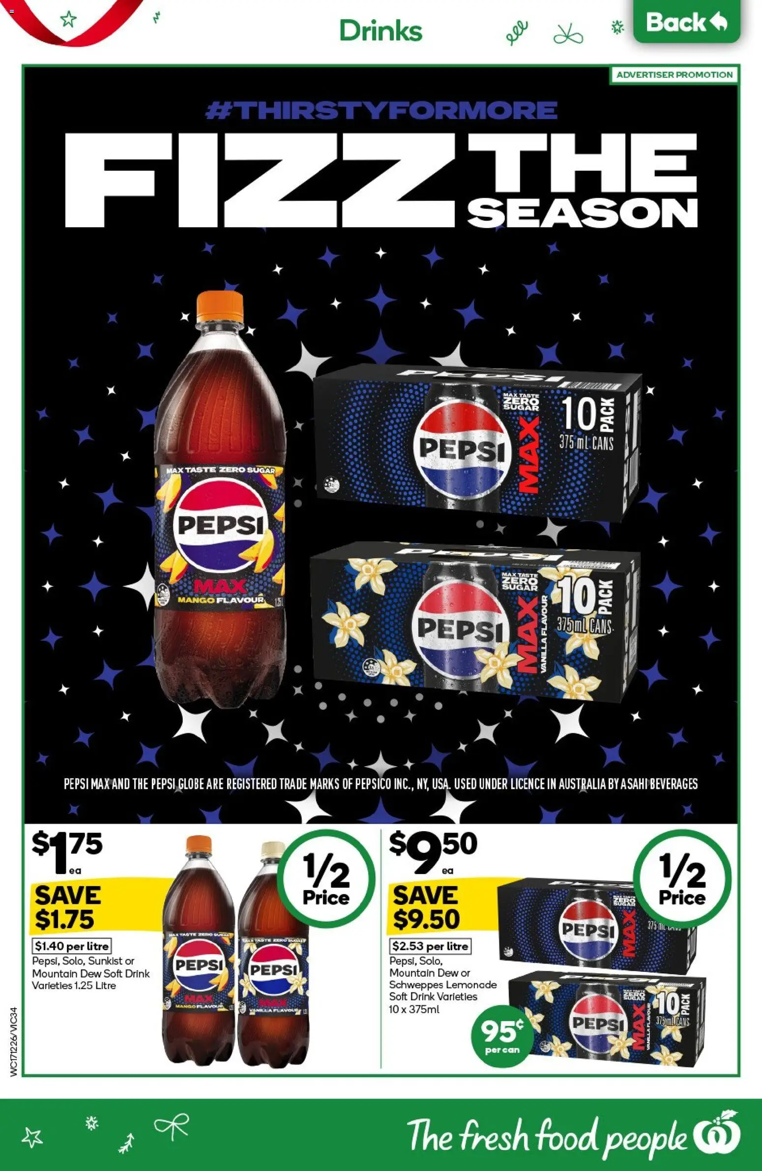 Woolworths catalogue - valid from 17.12.2025 | Page: 34 | Products: Pepsi, Sugar, Mango, Fax