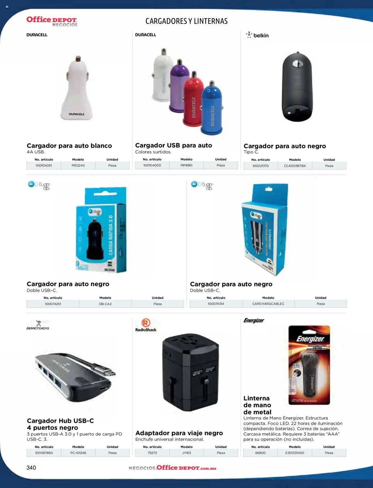 Nuevas ofertas de Office Depot válidas en toda la República Mexicana desde el 09.01.2025. ¡Encuentra las mejores ofertas en Office Depot catálogo 2025! | Página: 342 | Productos: Linterna, Usb, Cargador, Foco