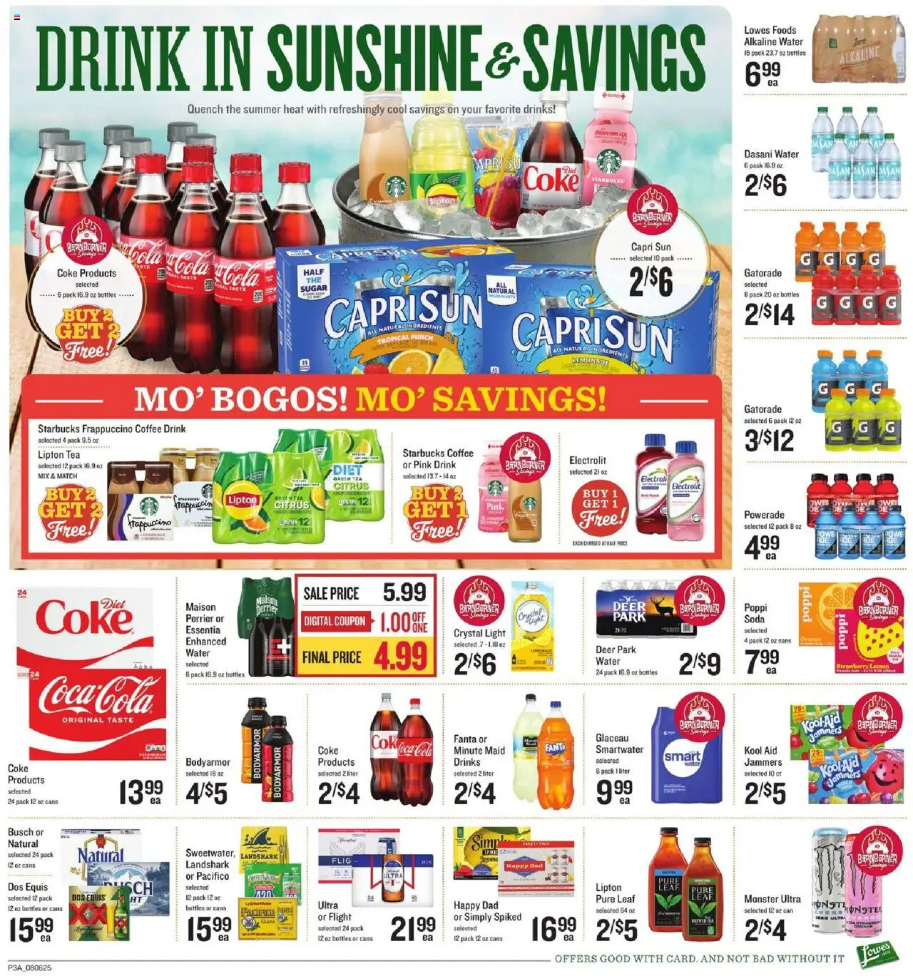 Lowes Foods Weekly Ad - valid from 06.08.2025 | Page: 3 | Products: Coffee, Tea, Water, Lemon