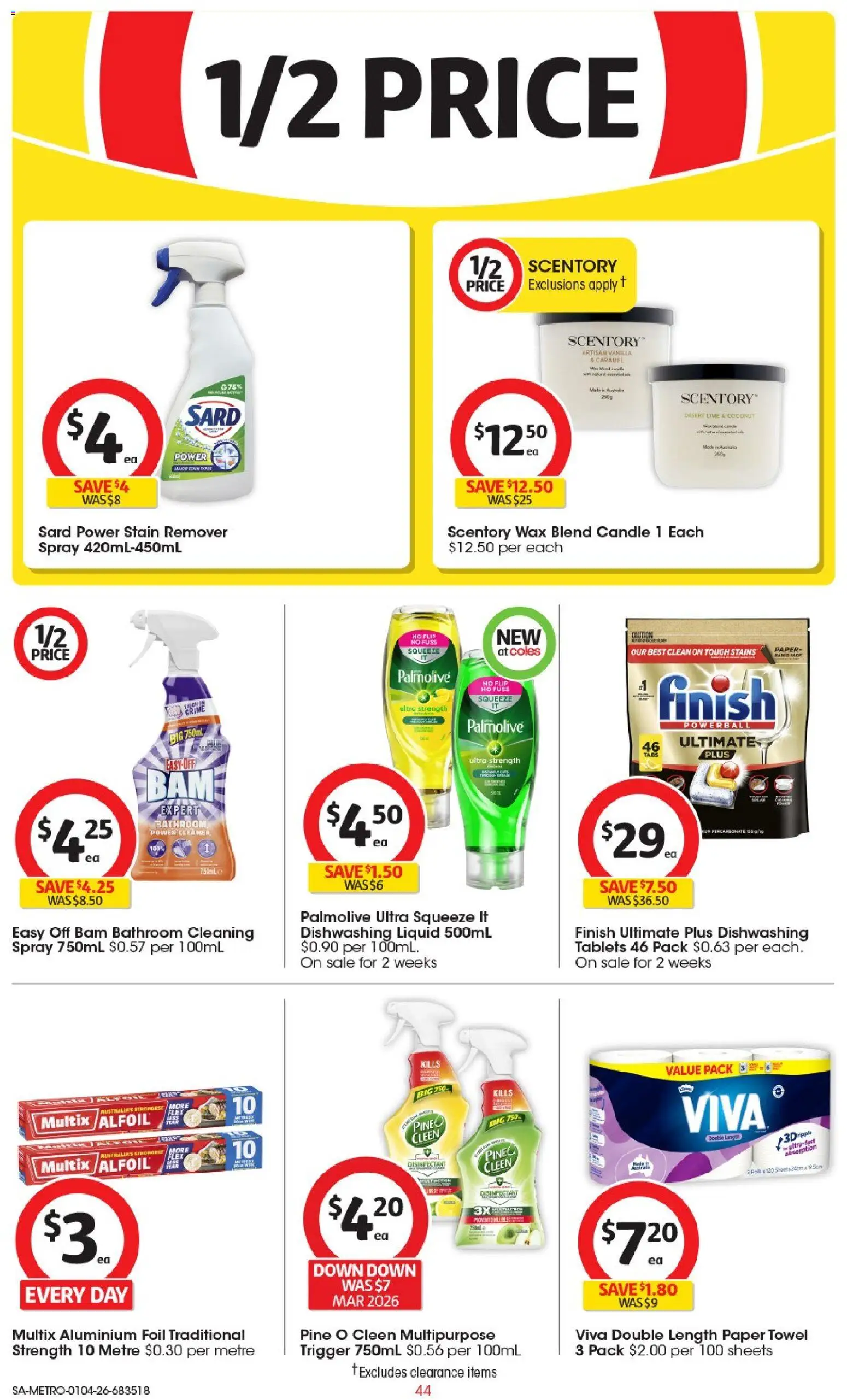 Coles catalogue - valid from 01.04.2026 | Page: 44 | Products: Stain remover, Multipurpose, Tablets, Bathroom