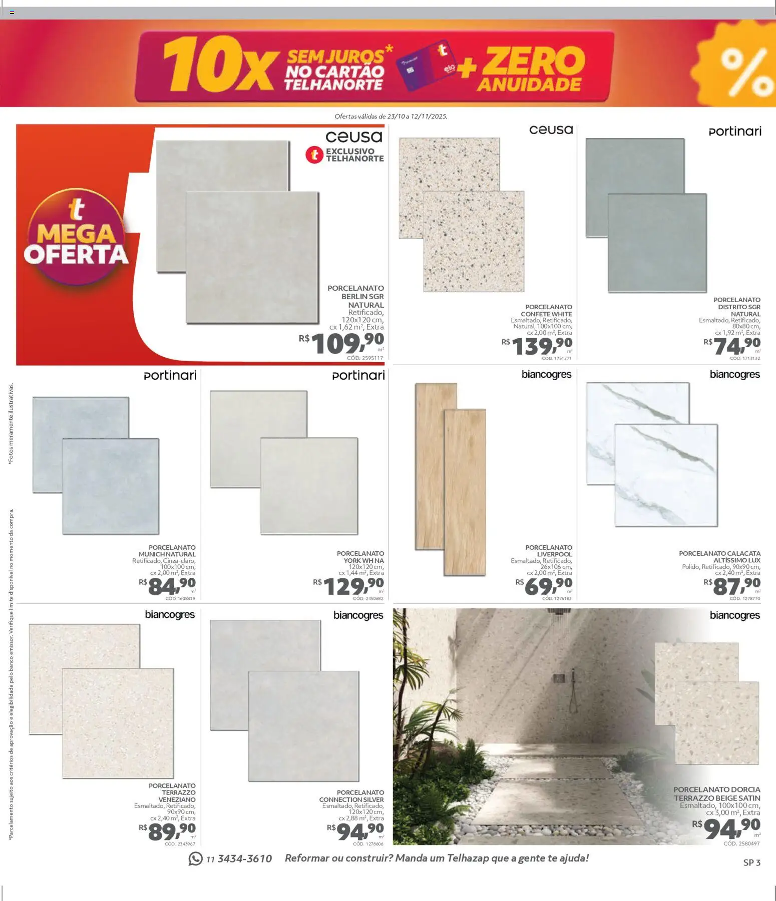 Telhanorte Folheto - válido de 23.10.2025 | Página: 3 | Produtos: Banco, Porcelanato
