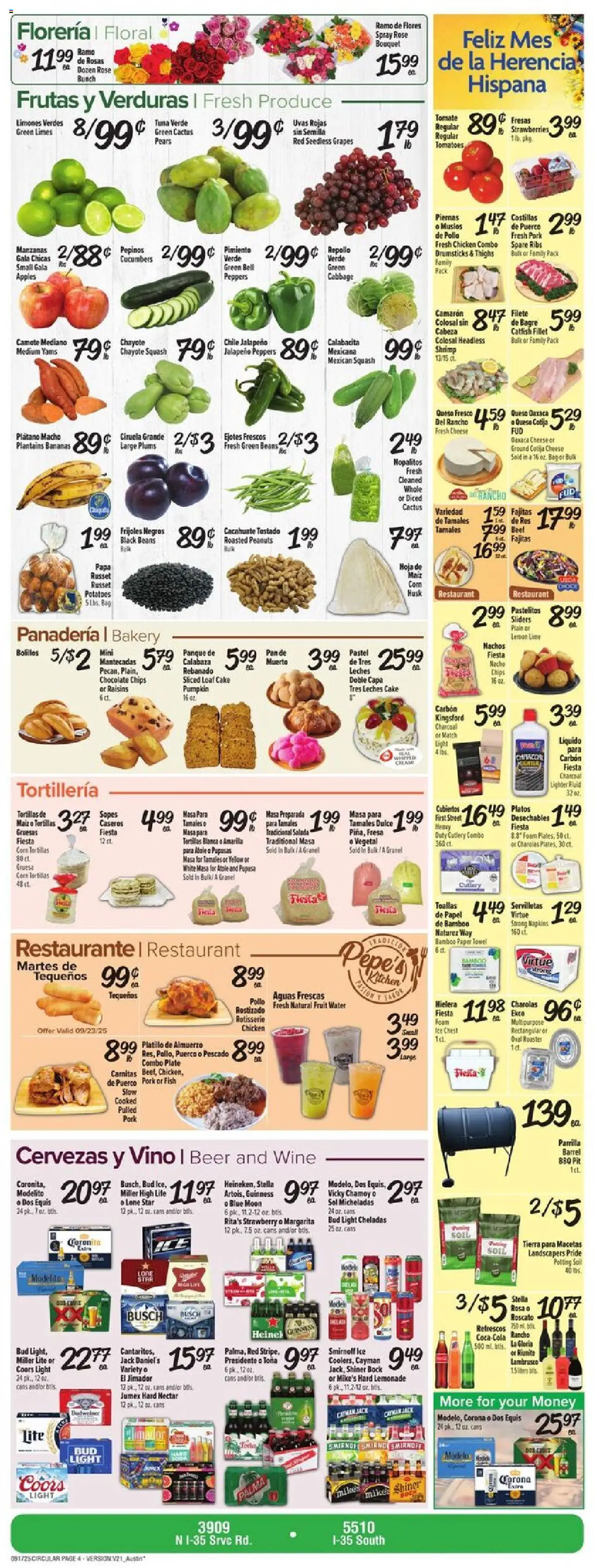 Fiesta Mart Weekly Ad - valid from 17.09.2025 | Page: 4 | Products: Peppers, Pork, Tomatoes, Water