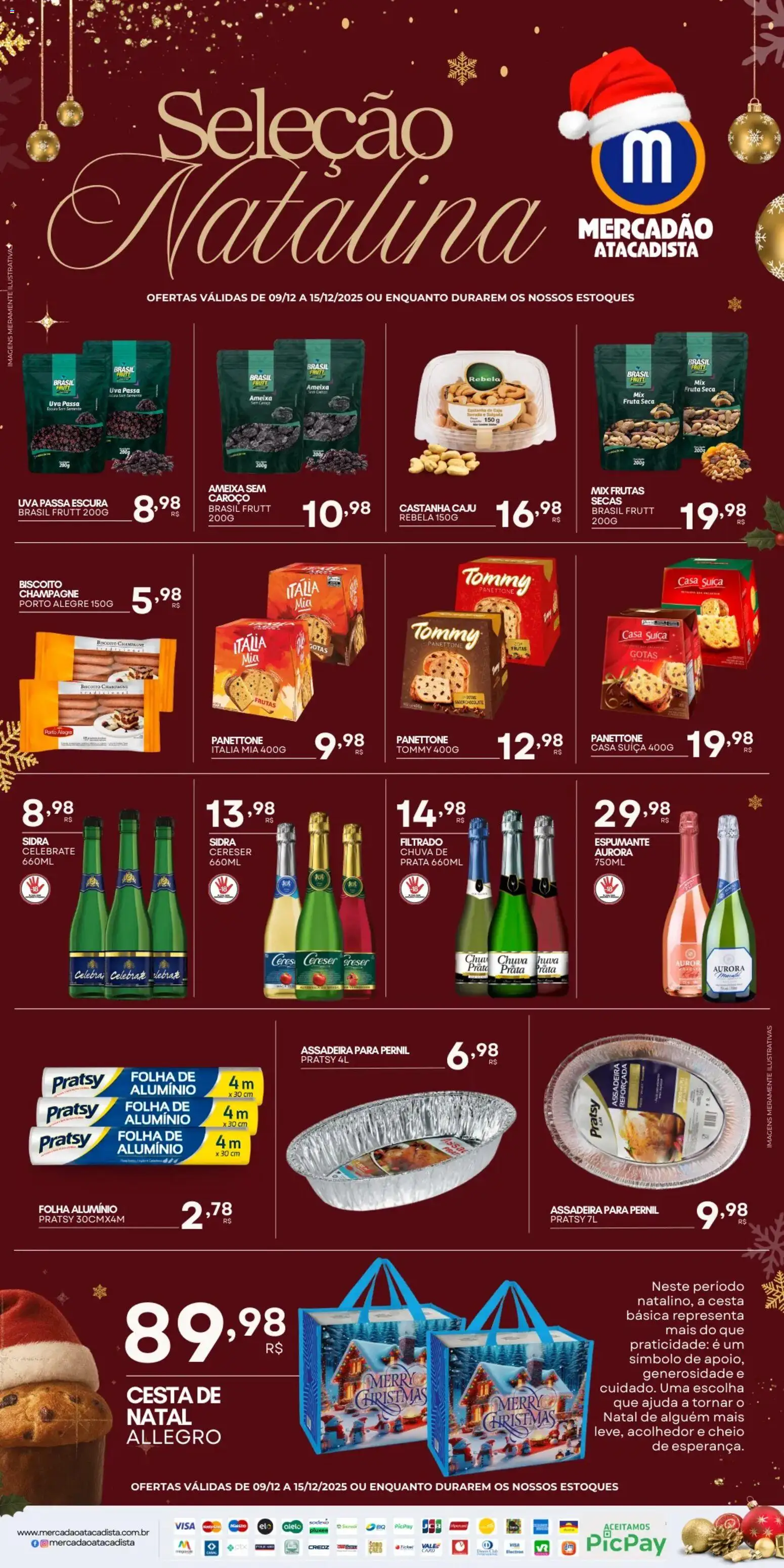 Mercadão Atacadista Folheto - válido de 09.12.2025 | Página: 2 | Produtos: Espumante, Cesta, Uva passa, Ameixa