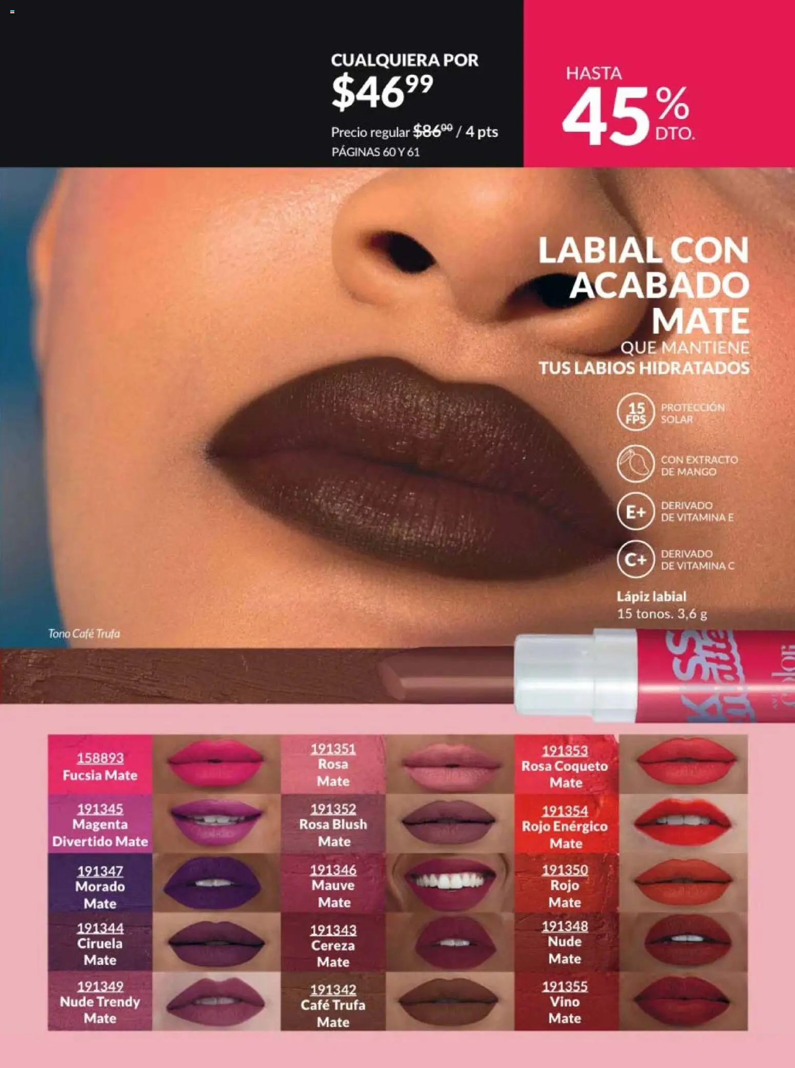 Nuevas ofertas de AVON válidas en toda la República Mexicana desde el 20.02.2026. ¡Encuentra las mejores ofertas en AVON campaña 4 2026! | Página: 55 | Productos: Café, Mate, Vino, Lápiz labial