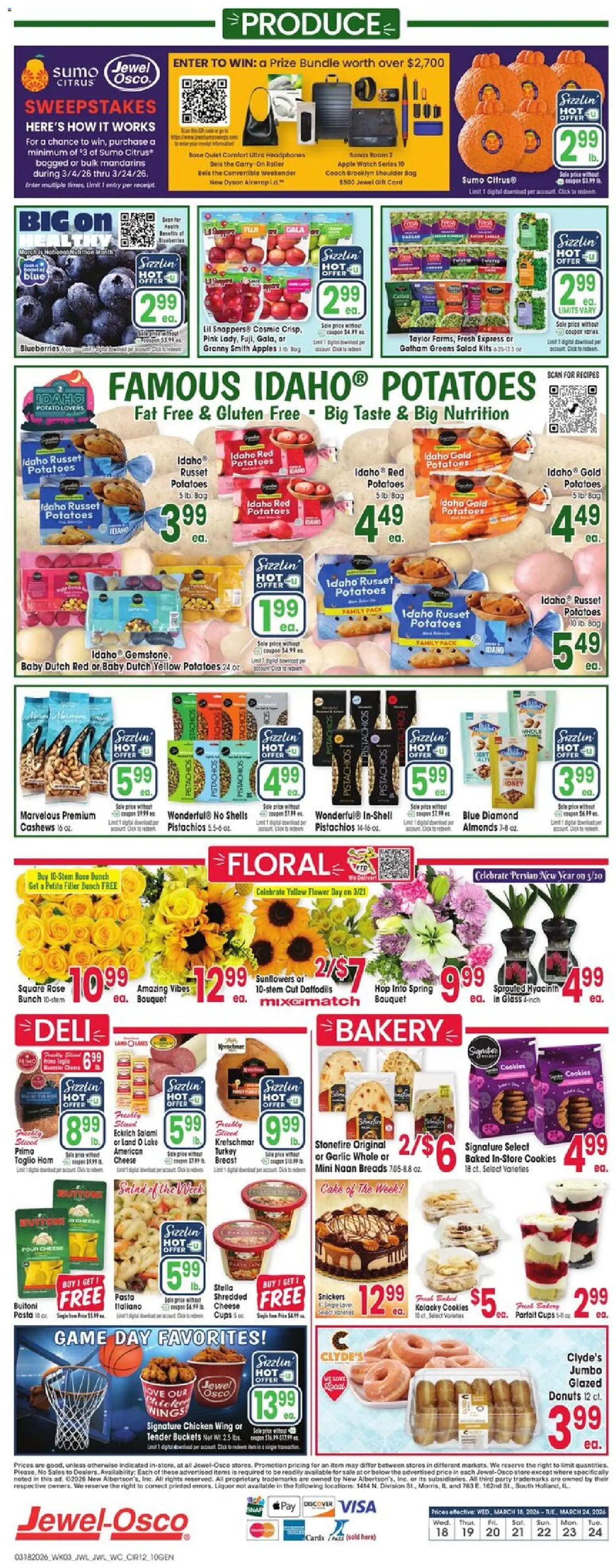 Jewel Osco Weekly Ad - IL - valid from 18.03.2026 | Page: 12 | Products: Mandarins, Cheese, Ham, Watch