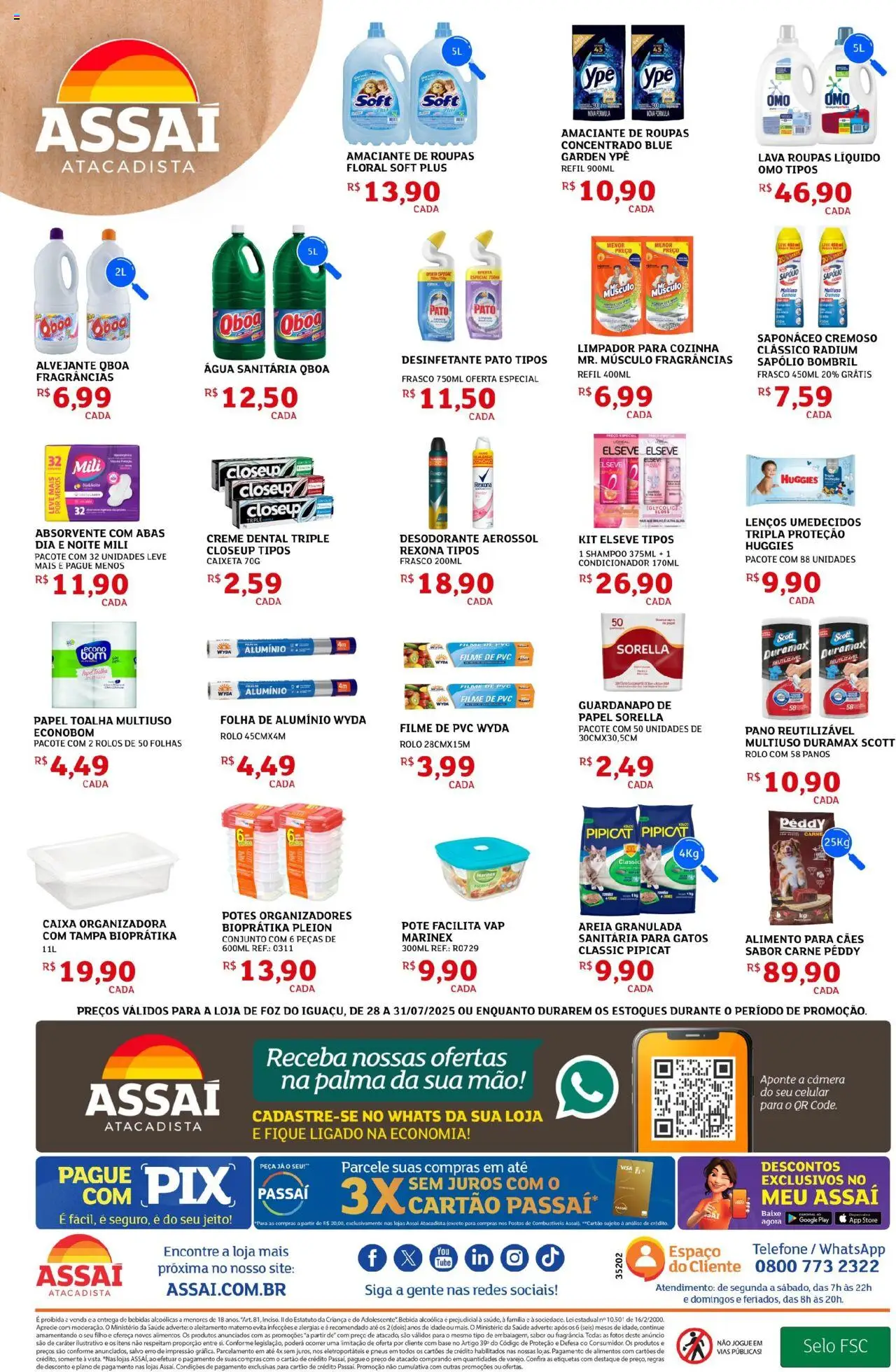 Assaí Atacadista Folheto - válido de 28.07.2025 | Página: 4 | Produtos: Alvejante, Base, Absorvente, Amaciante