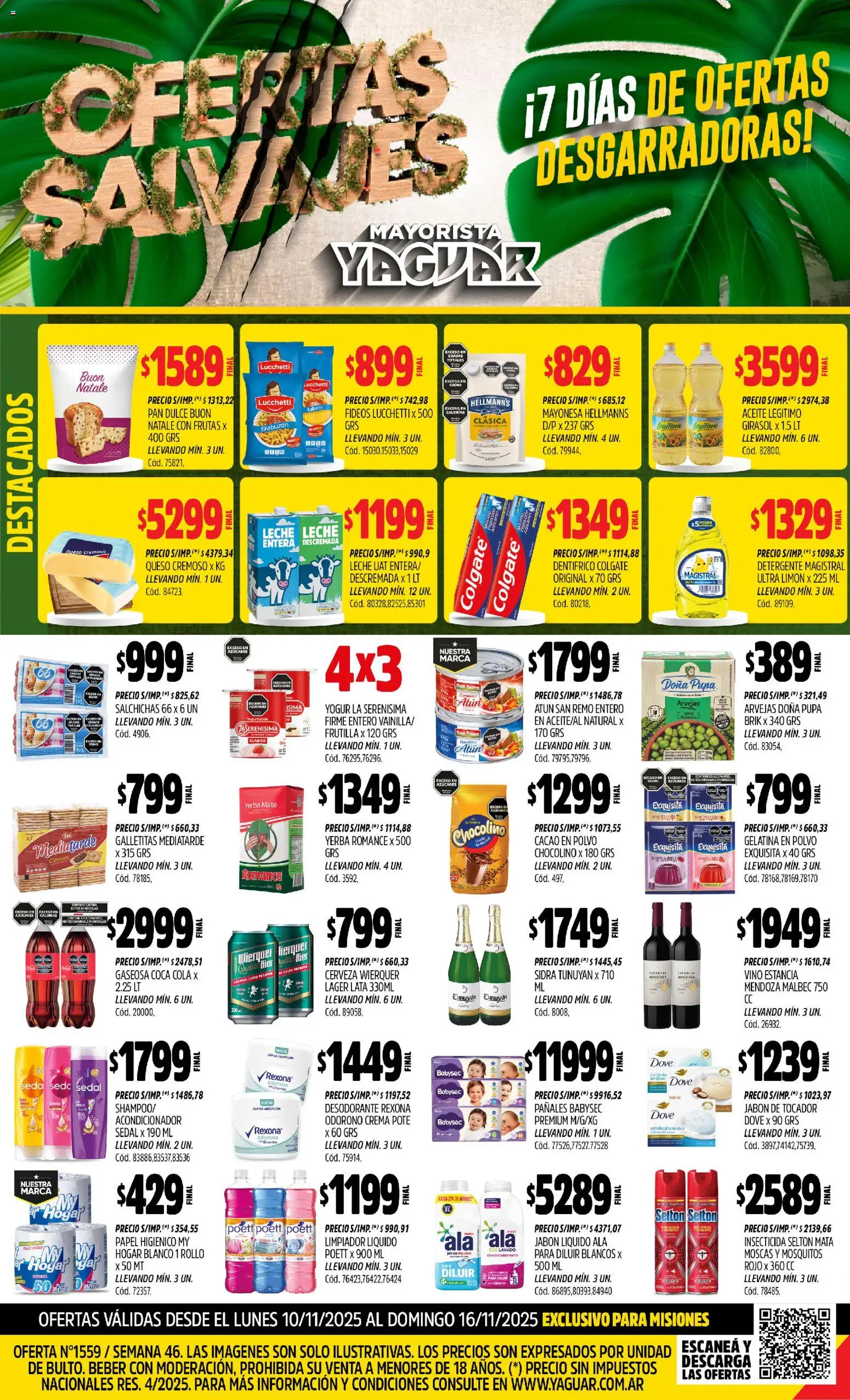 Yaguar - Misiones │ válido desde el 10.11.2025 | Página: 1 | Productos: Yogur, Vino, Fideos, Pañales