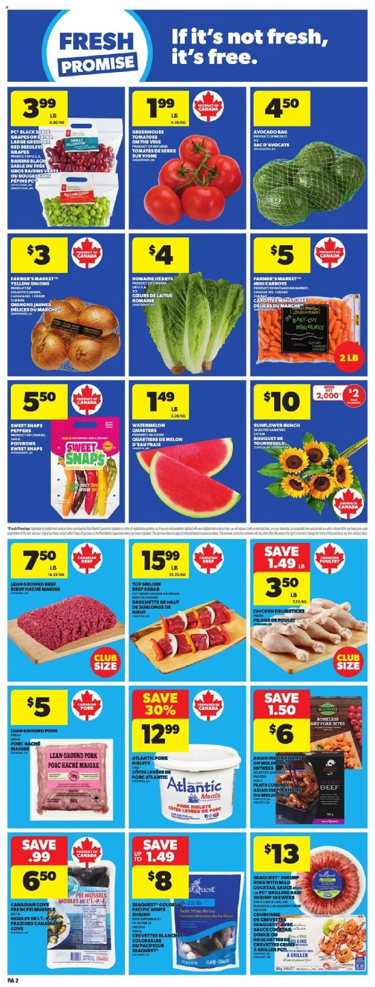 Atlantic Superstore flyer valid from 28.08.2025 | Page: 5 | Products: Bag, Chicken, Pork, Tomatoes