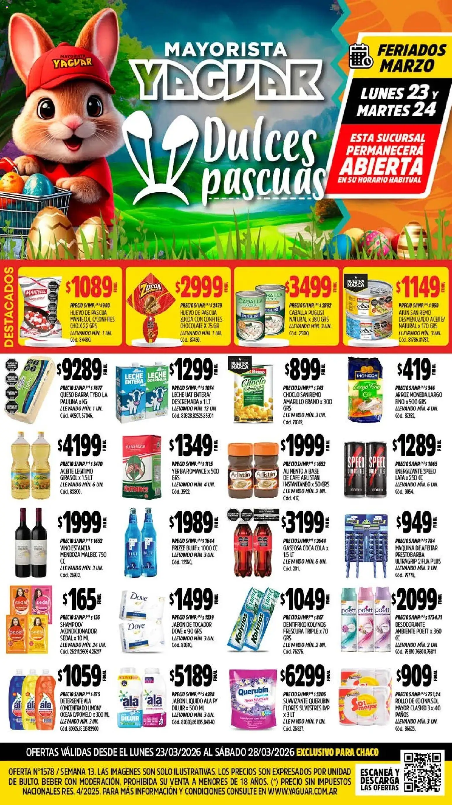 Yaguar - Oferta Semanal Chaco │ válido desde el 23.03.2026 | Página: 1 | Productos: Yerba, Desodorante, Caballa, Chocolate