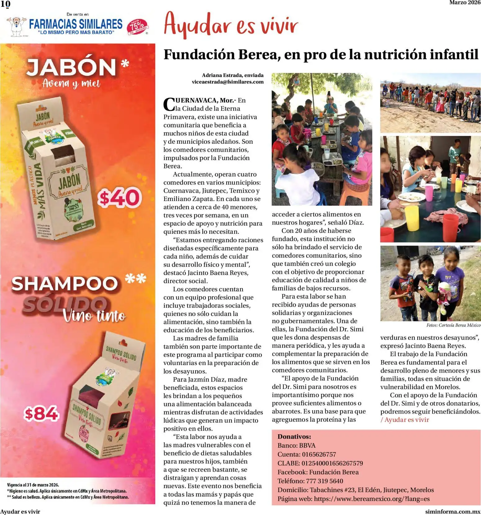 Nuevas ofertas de Farmacias Similares válidas en toda la República Mexicana desde el 01.03.2026. ¡Encuentra las mejores ofertas en Farmacias Similares catálogo! | Página: 10 | Productos: Avena, Banco, Vino, Jabón