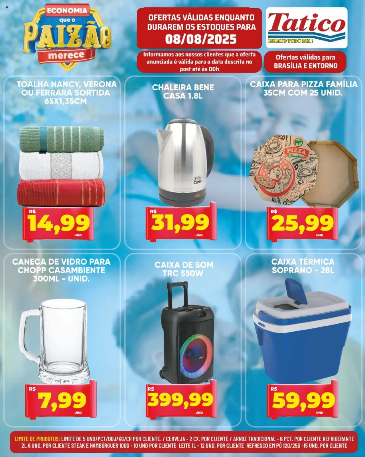 Tatico Folheto - válido de 09.08.2025 | Página: 34 | Produtos: Leite, Caneca, Pizza, Refrigerante