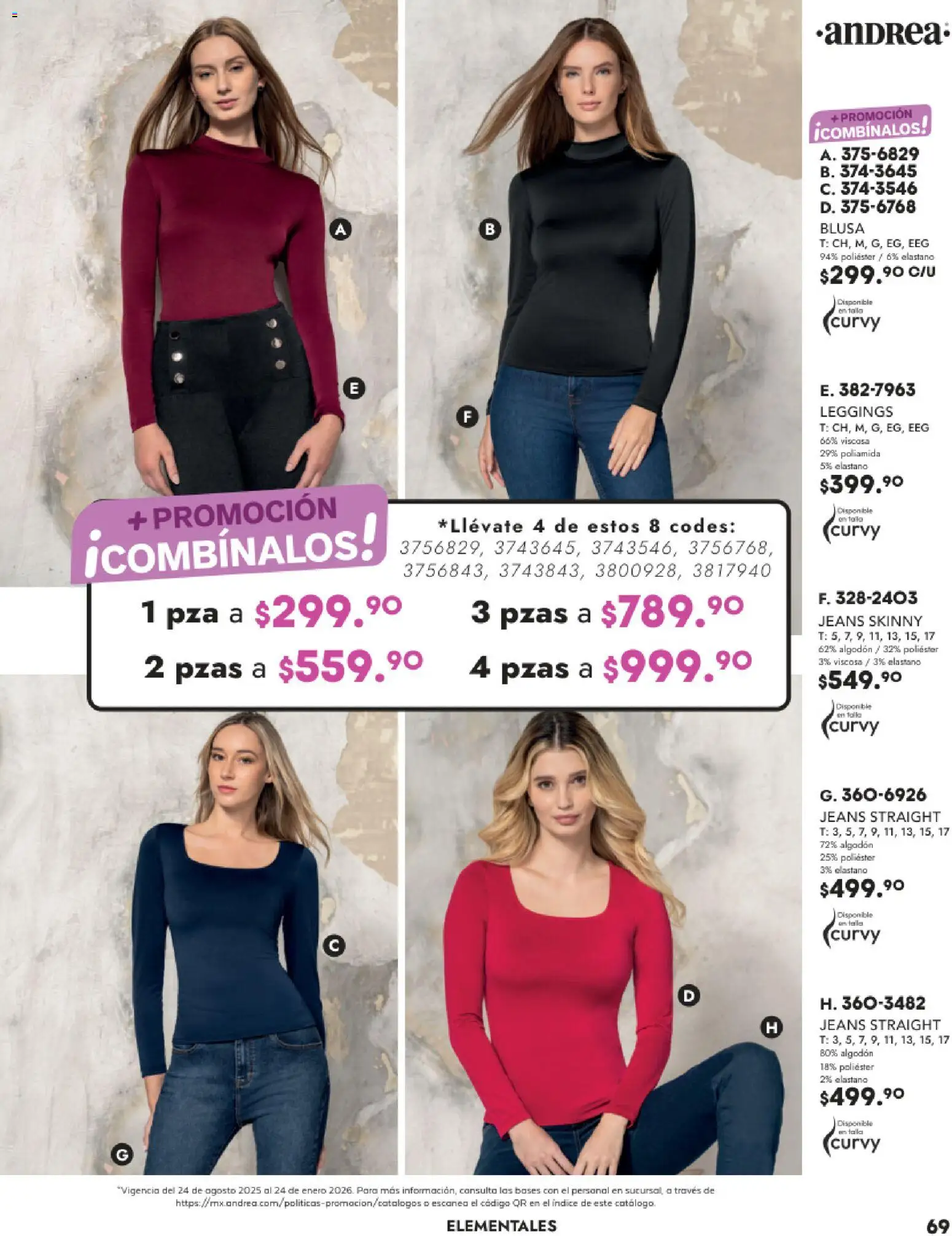 Nuevas ofertas de Andrea válidas en toda la República Mexicana desde el 26.11.2025. ¡Encuentra las mejores ofertas en Andrea catálogo Vestir! | Página: 69 | Productos: Blusa, Leggings, Algodón