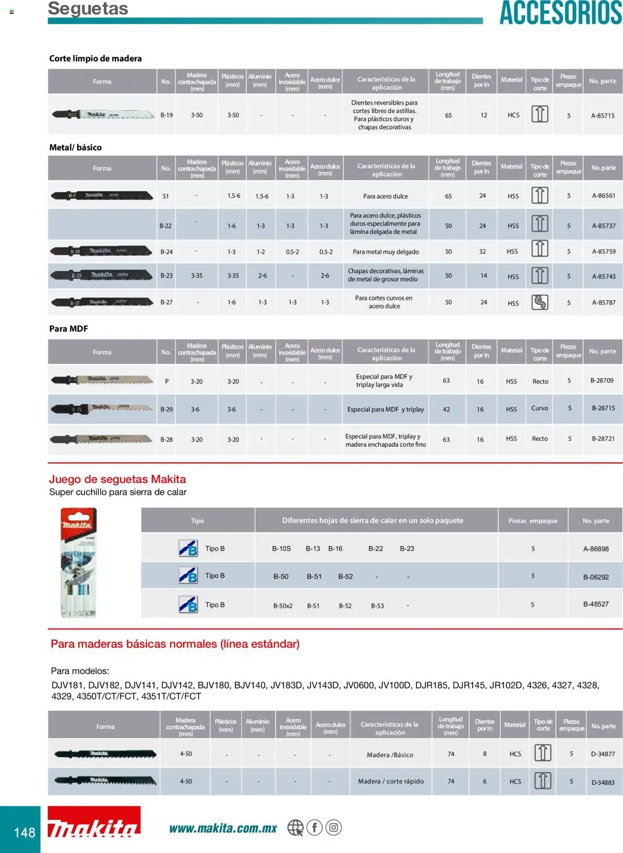 Nuevas ofertas de Makita válidas en toda la República Mexicana desde el 08.07.2024. ¡Encuentra las mejores ofertas en Makita catálogo Accesorios! | Página: 148 | Productos: Juego, Sierra, Cuchillo