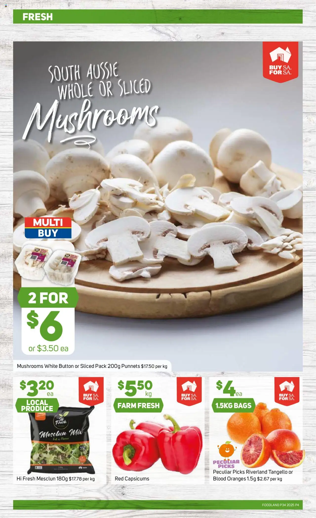 Foodland catalogue - valid from 20.08.2025 | Page: 4 | Products: Oranges, Mushrooms