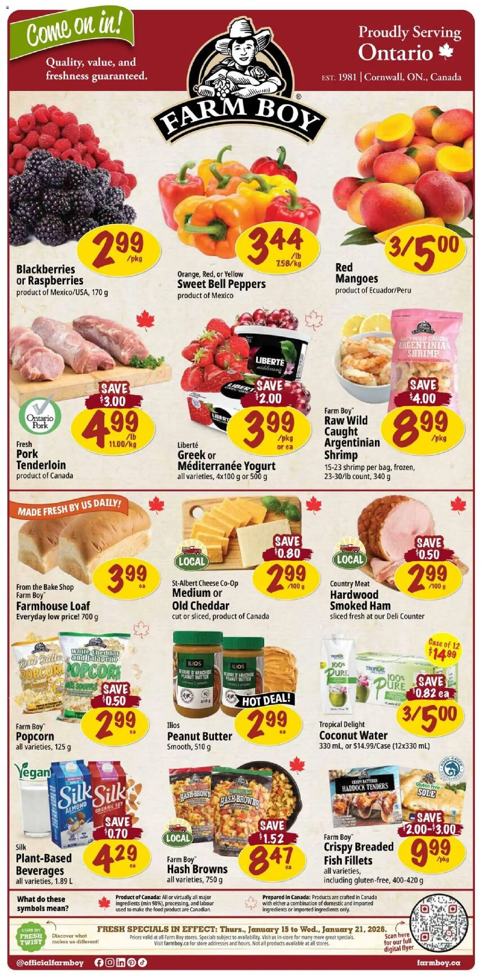 Farm Boy flyer valid from 15.01.2026 | Page: 1 | Products: Case, Butter, Yogurt, Pork