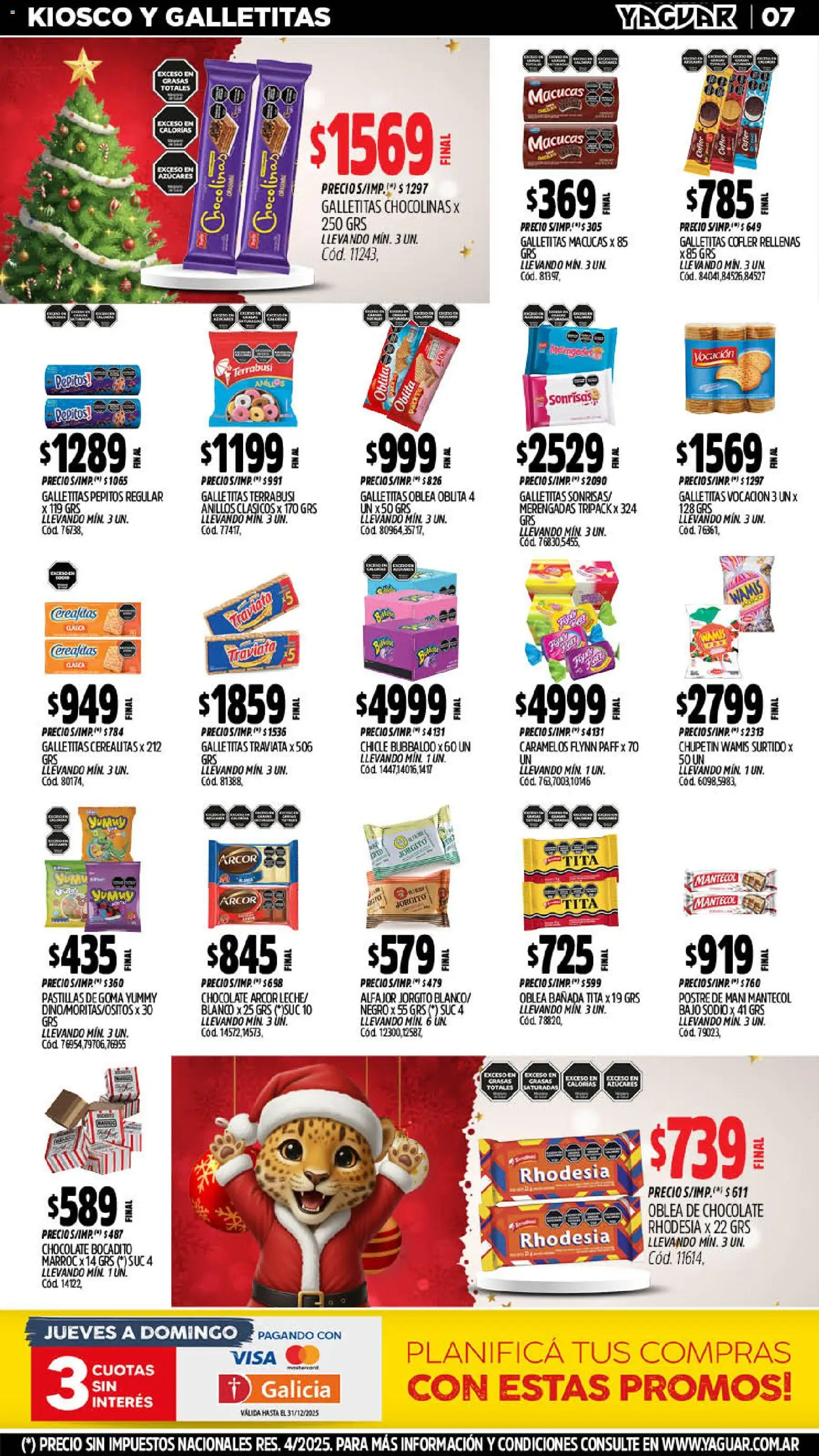 Yaguar catálogo │ válido desde el 29.12.2025 | Página: 8 | Productos: Mani, Chocolate, Chicle, Alfajor