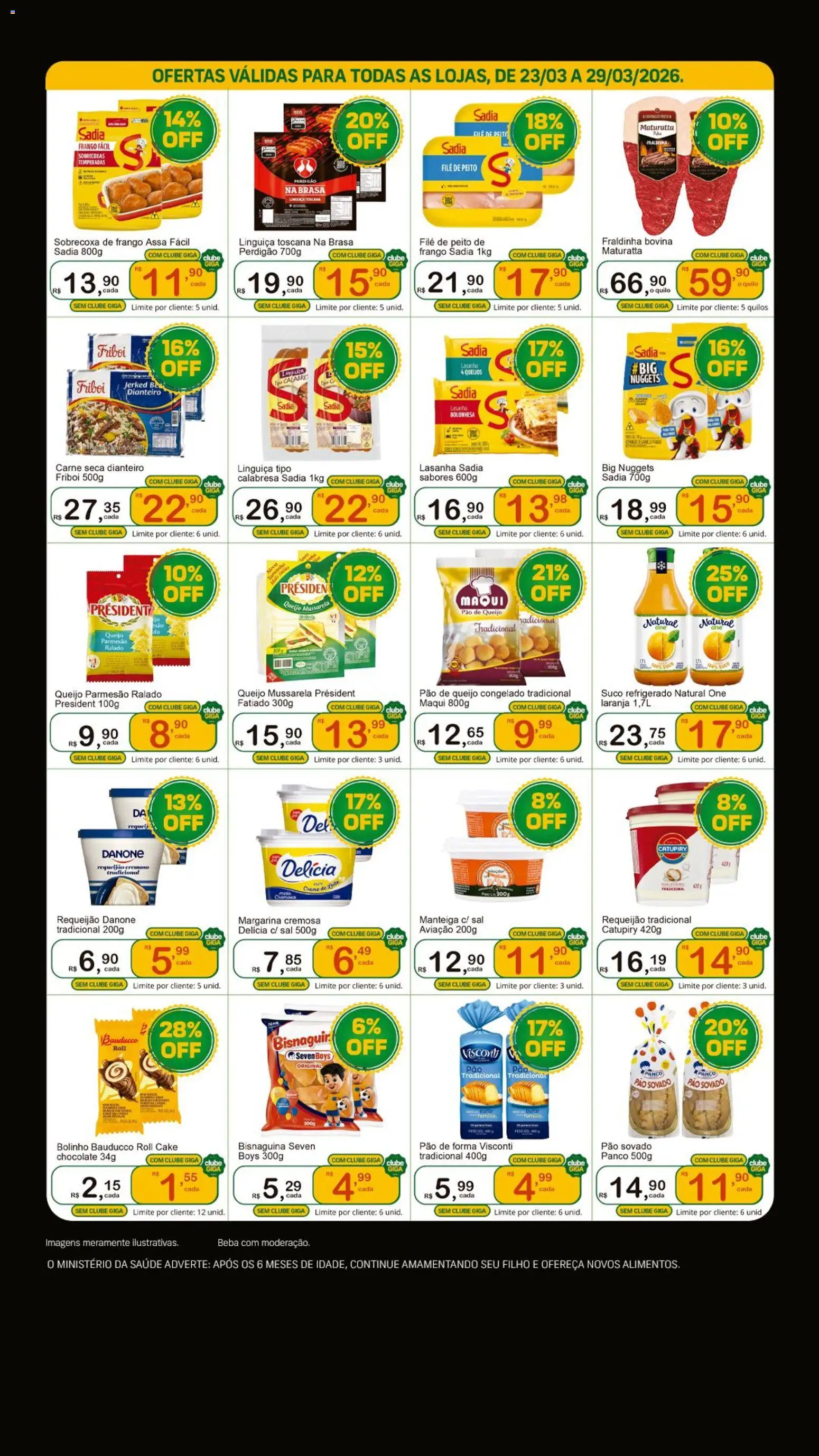 GIGA Atacado Folheto - válido de 23.03.2026 | Página: 2 | Produtos: Queijo, Pão de forma, Frango, Peito de frango