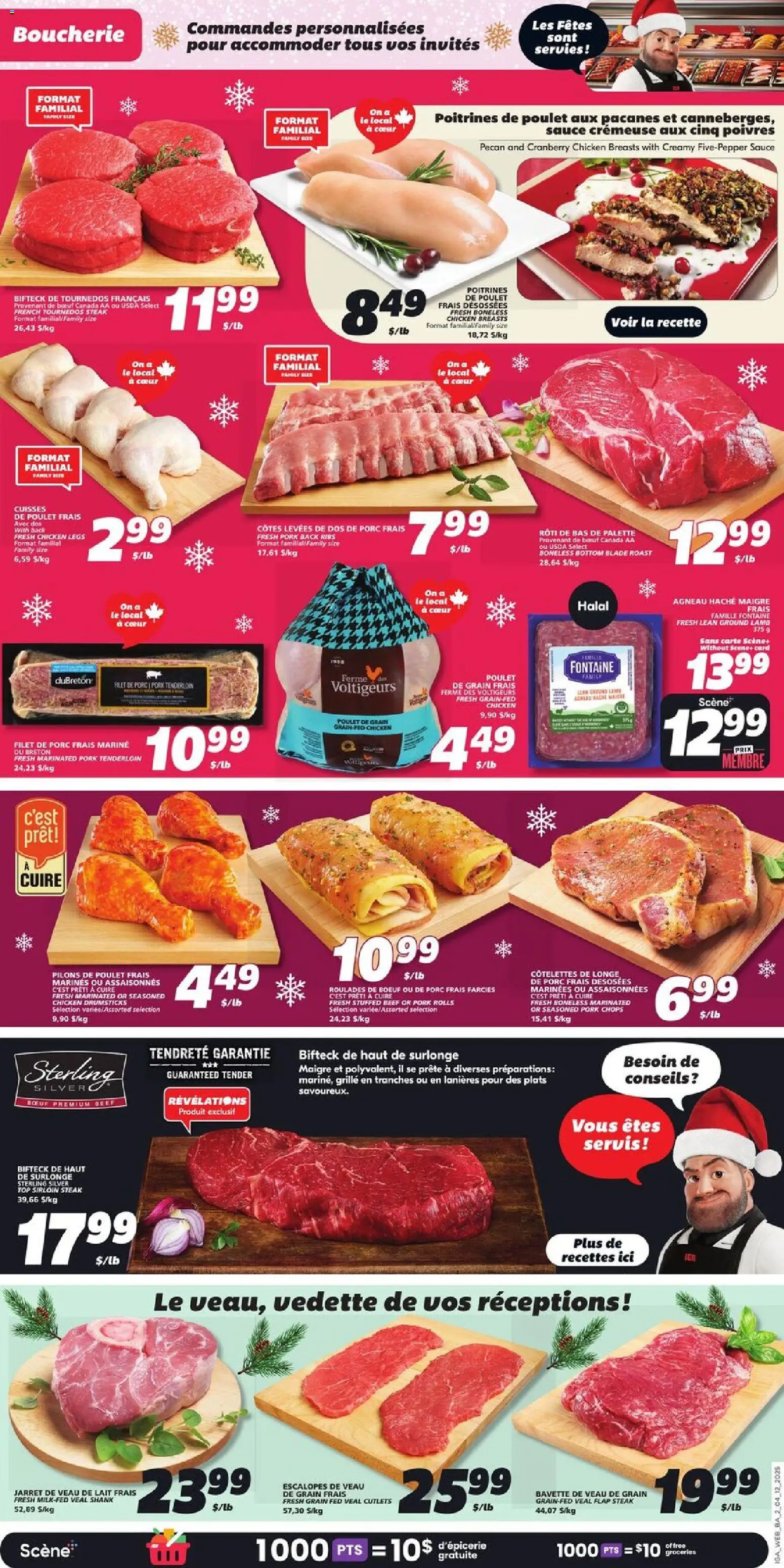 IGA flyer valid from 04.12.2025 | Page: 4 | Products: Beef, Chicken breasts, Chicken, Pork