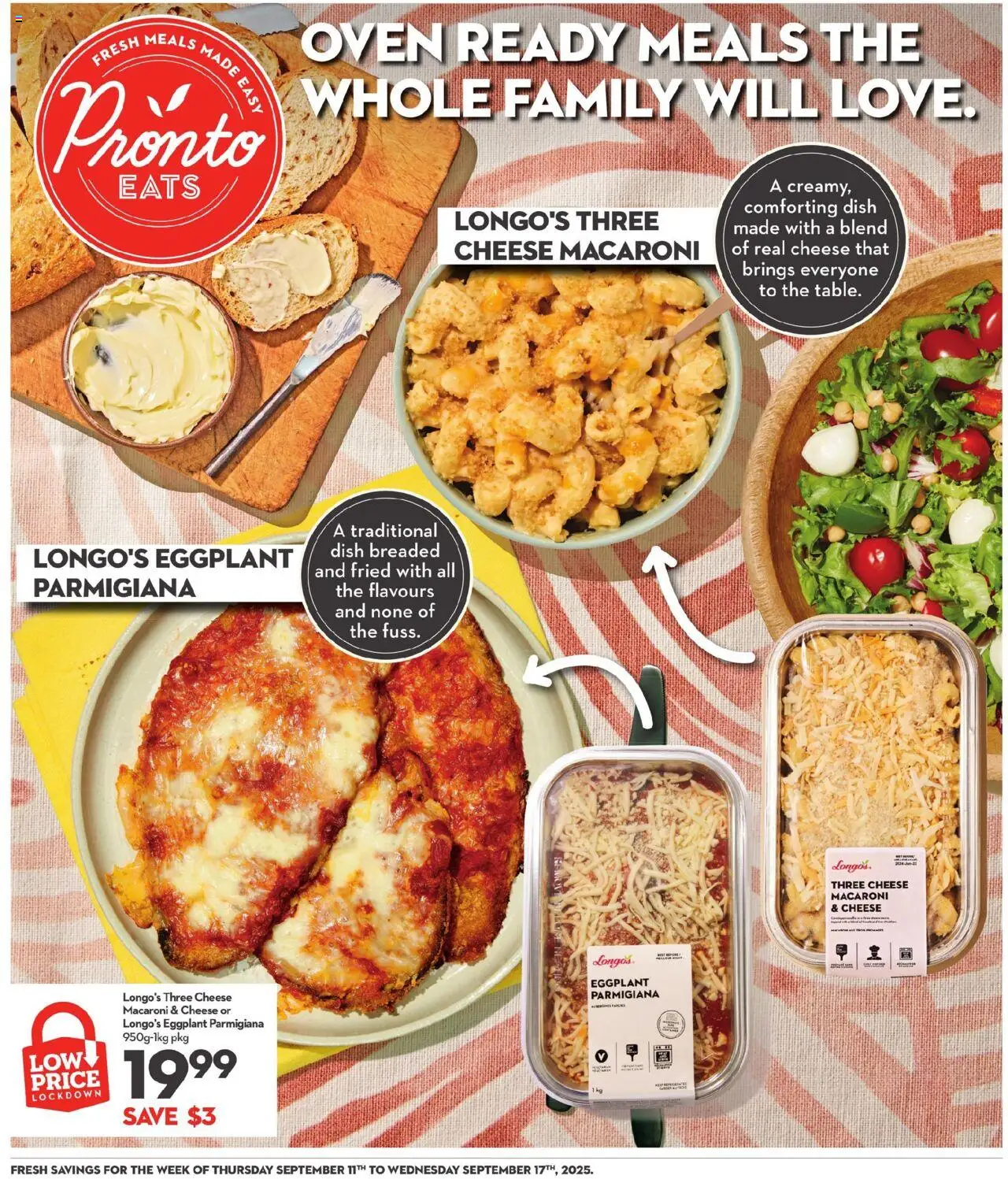 Longo's flyer valid from 11.09.2025 | Page: 10 | Products: Oven, Cheese