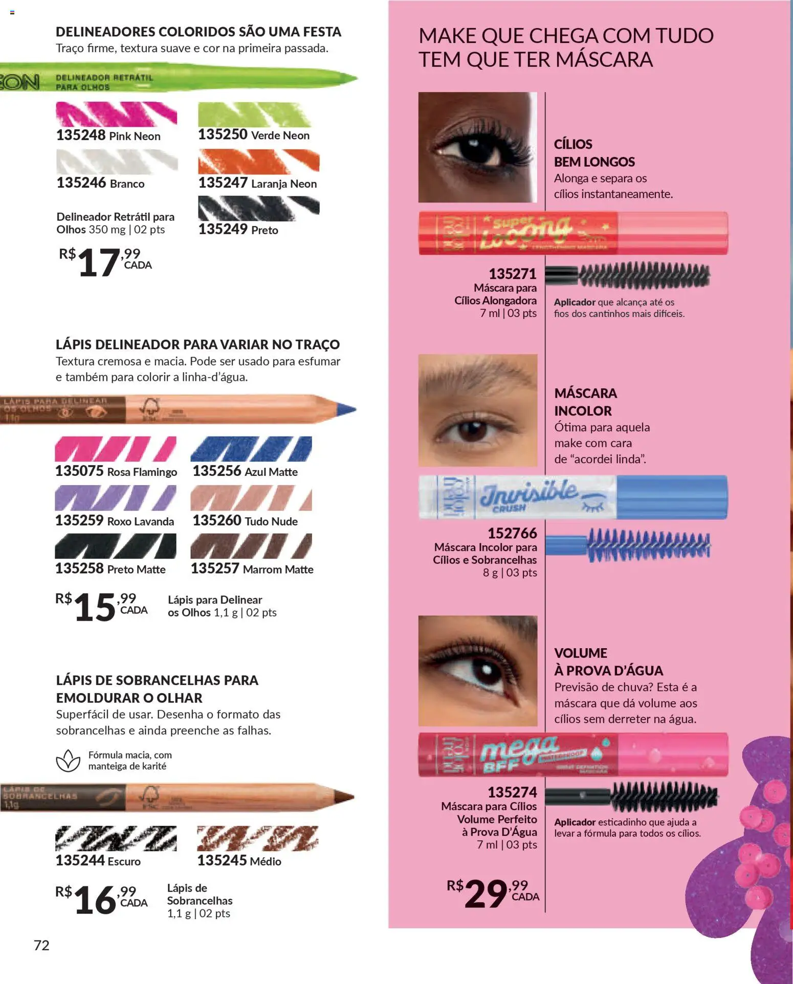 Avon Folheto - válido de 06.01.2026 | Página: 72 | Produtos: Máscara para cílios, Delineador, Lápis, Manteiga