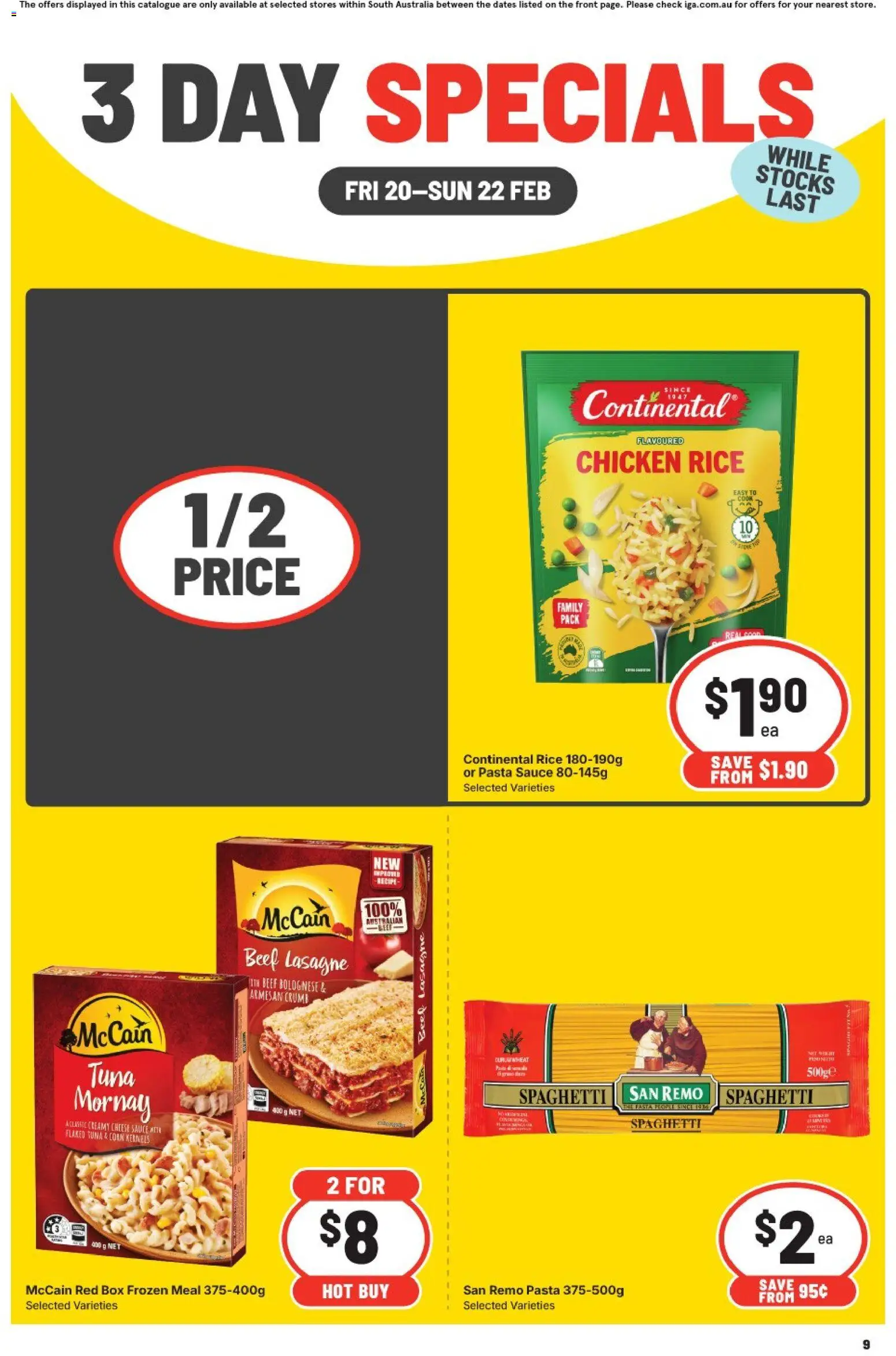 IGA catalogue - valid from 20.02.2026 | Page: 3 | Products: Box, Cheese, Pasta, Sauce