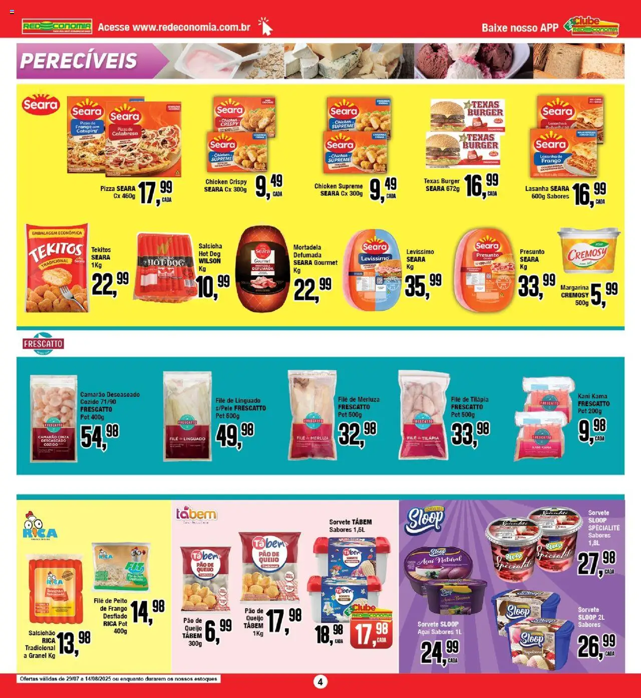 RedEconomia Folheto - válido de 29.07.2025 | Página: 5 | Produtos: Salsicha, Queijo, Mortadela, Peito de frango