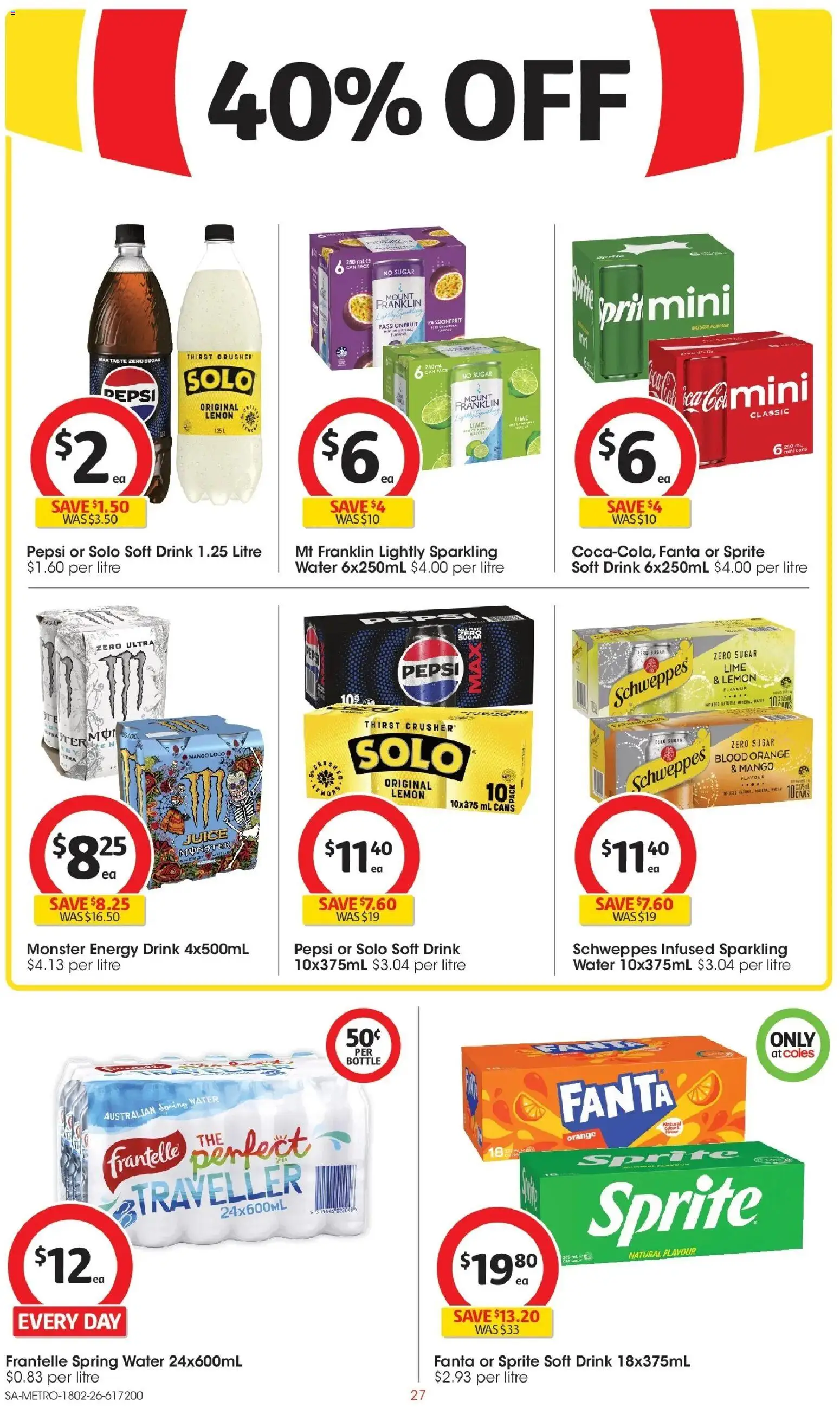 Coles catalogue - valid from 18.02.2026 | Page: 27 | Products: Pepsi, Passionfruit, Sugar, Lime