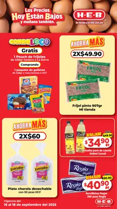 Nuevas ofertas de H-E-B válidas en toda la República Mexicana desde el 16.09.2025. ¡Encuentra las mejores ofertas en H-E-B - Folleto! | Página: 6 | Productos: Aceite, Galletas, Sierra, Servilletas