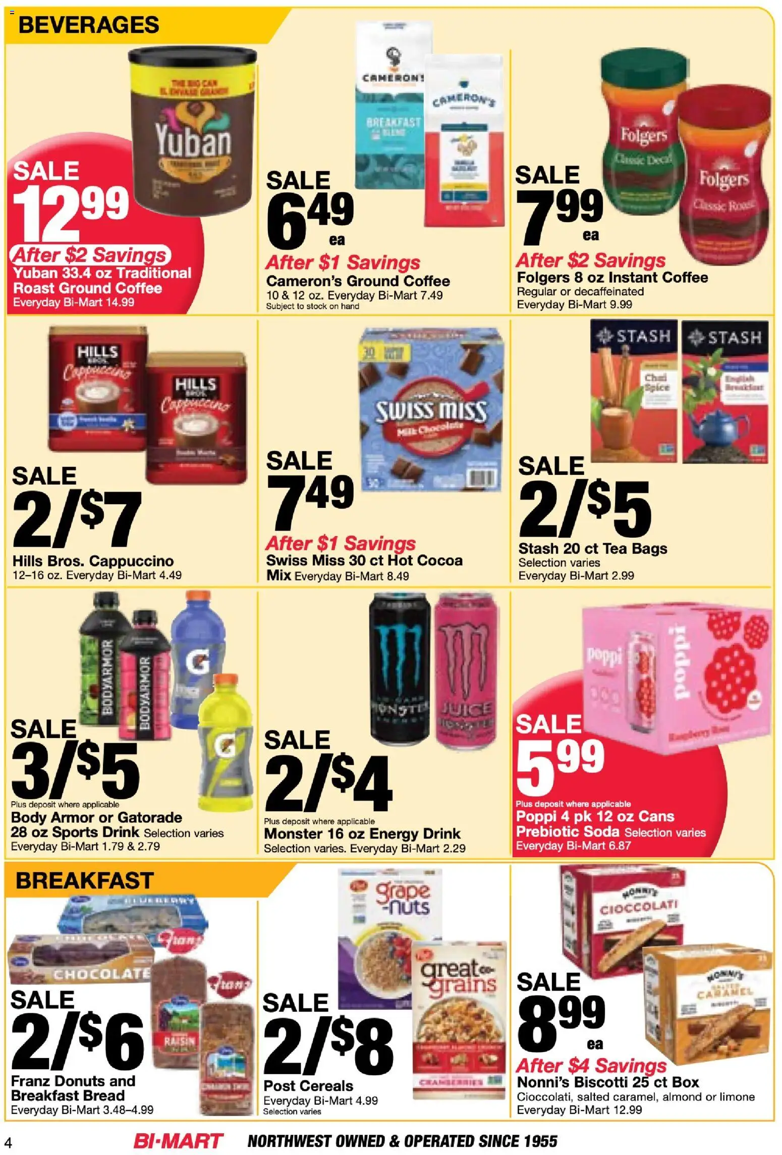 Bi-Mart Weekly Ad - valid from 28.10.2025 | Page: 4 | Products: Bread, Chocolate, Cereals, Nuts