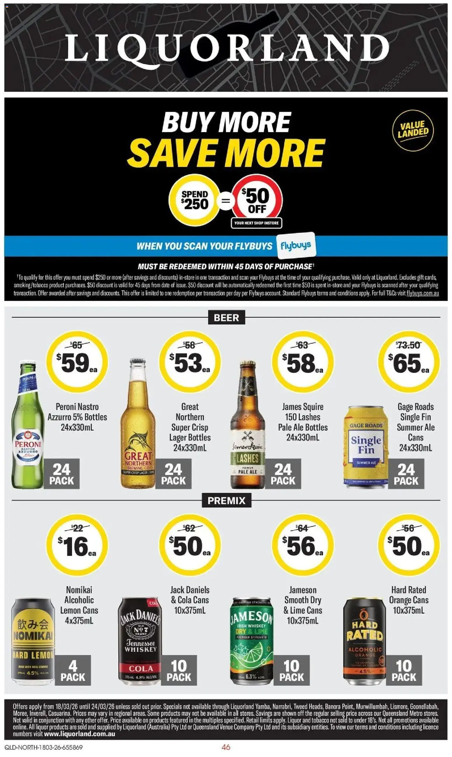 Coles catalogue - valid from 18.03.2026 | Page: 46 | Products: Beer, Whiskey, Lemon, Lime