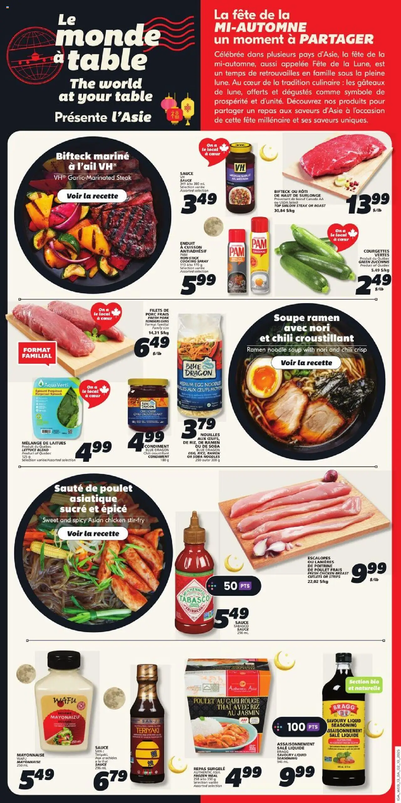 IGA flyer valid from 02.10.2025 | Page: 16 | Products: Noodles, Table, Chicken, Pork