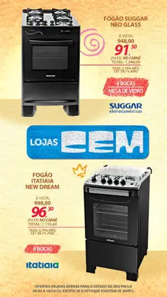 Lojas Cem - Ofertas atuais - Pré-Visualização do folheto da loja Lojas Cem, válido de 01.10.2025 | Página: 40 | Produtos: Fogão, Mesa, Carne, Eletrodomésticos