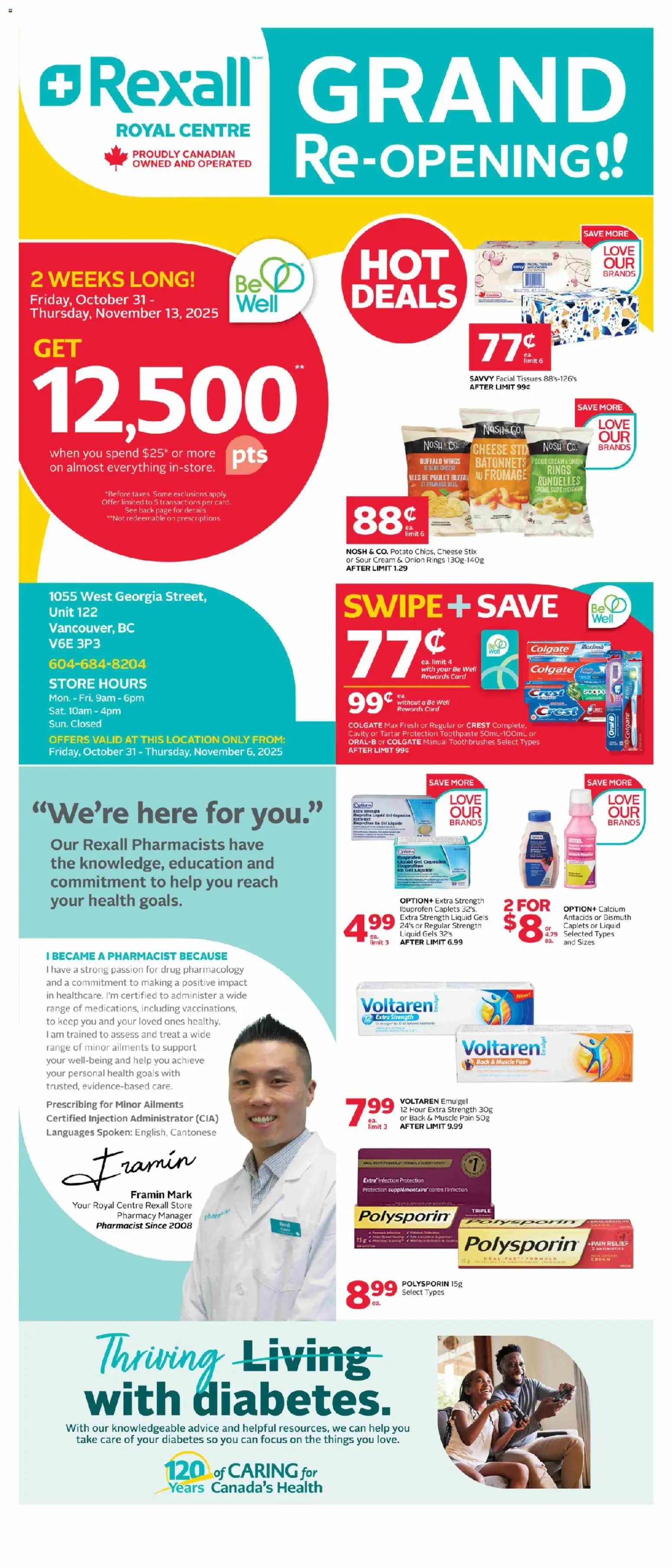 Rexall flyer valid from 31.10.2025 | Page: 1 | Products: Sour cream, Cream, Toothpaste, Cheese