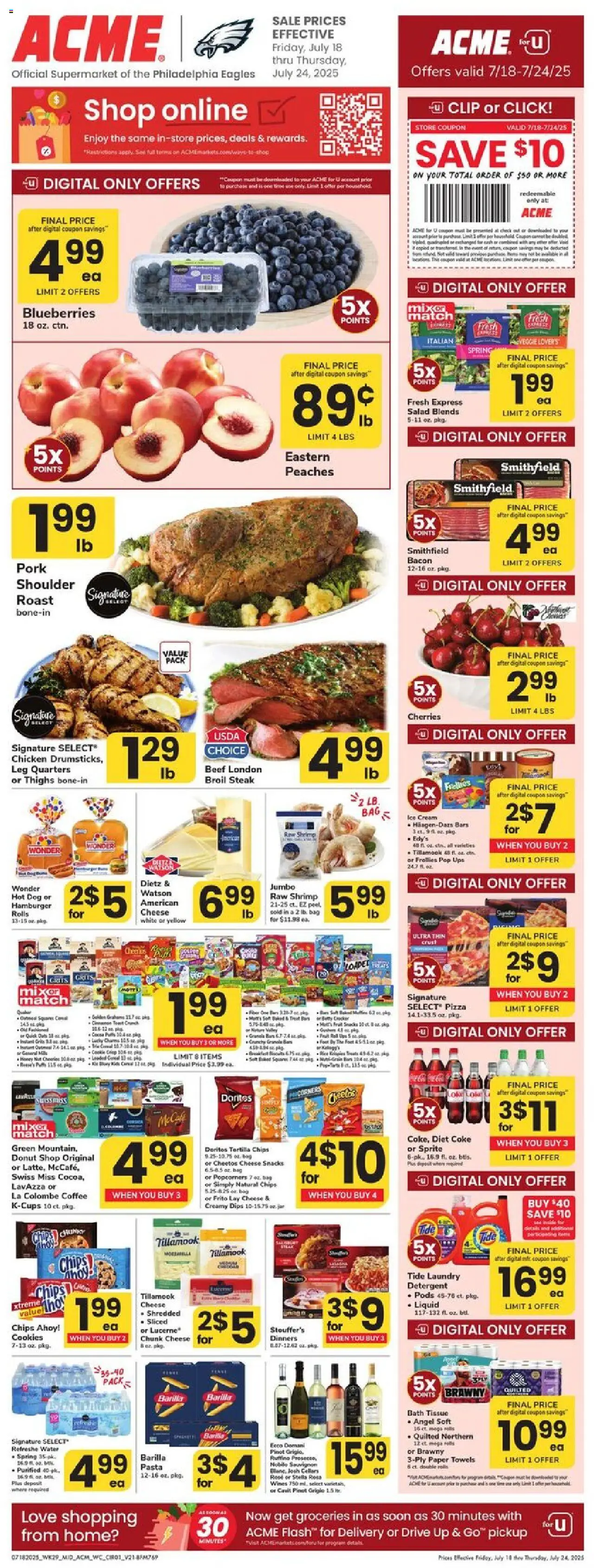 Acme Weekly Ad - valid from 18.07.2025 | Page: 1 | Products: Pasta, Cookies, Ice cream, Salad