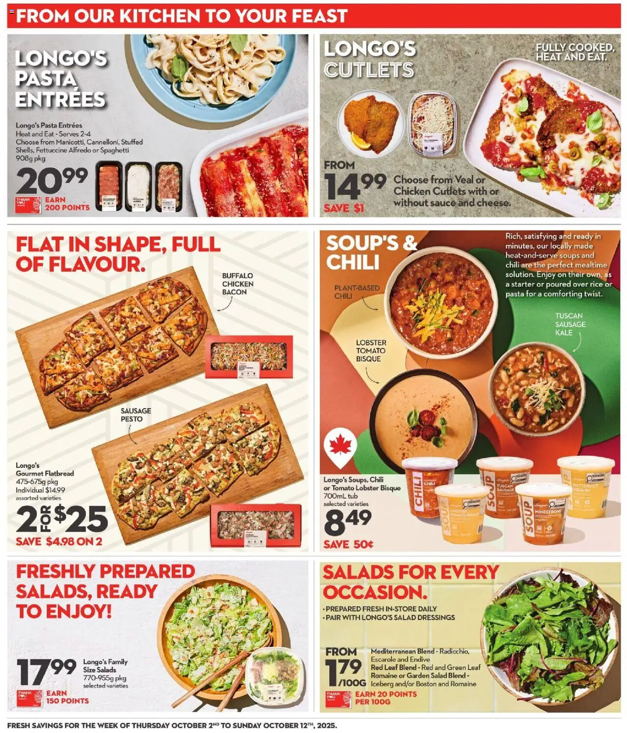 Longo's flyer valid from 02.10.2025 | Page: 14 | Products: Rice, Pasta, Salad, Chicken