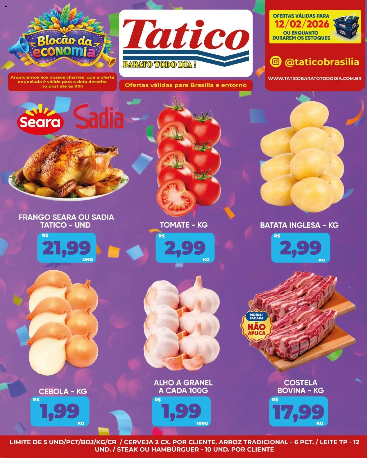 Tatico Folheto - válido de 12.02.2026 | Página: 11 | Produtos: Cebola, Leite, Hambúrguer, Frango
