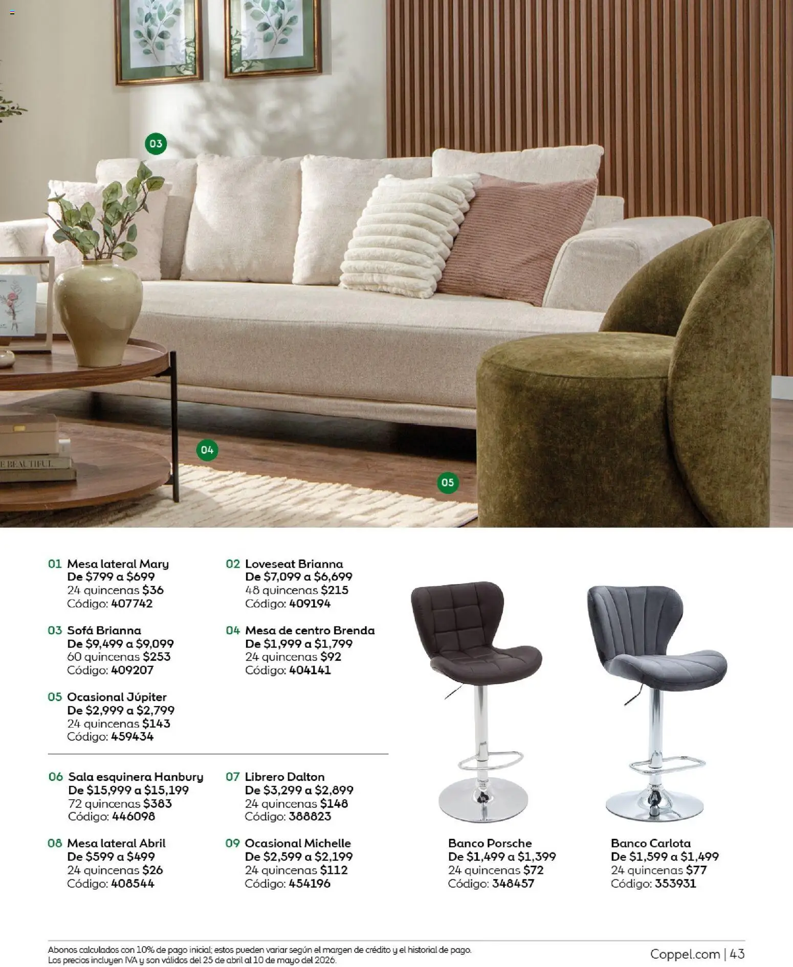 Nuevas ofertas de Coppel válidas en toda la República Mexicana desde el 25.04.2026. ¡Encuentra las mejores ofertas en Coppel catálogo Los regalos que mamá siempre quiere! | Página: 43 | Productos: Sofá, Banco, Mesa de centro, Mesa