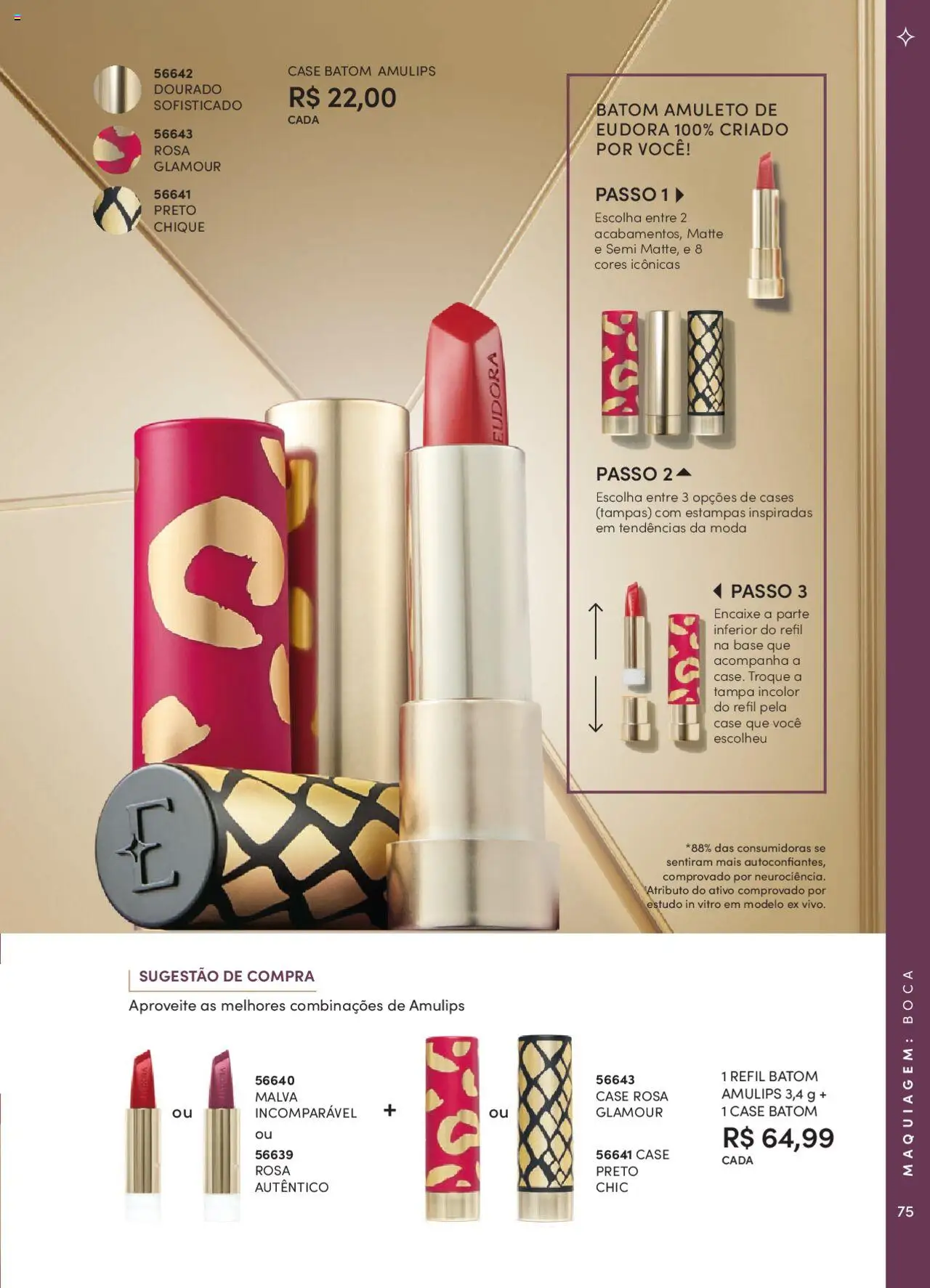 Eudora Folheto - válido de 07.10.2025 | Página: 75 | Produtos: Maquiagem, Batom, Base